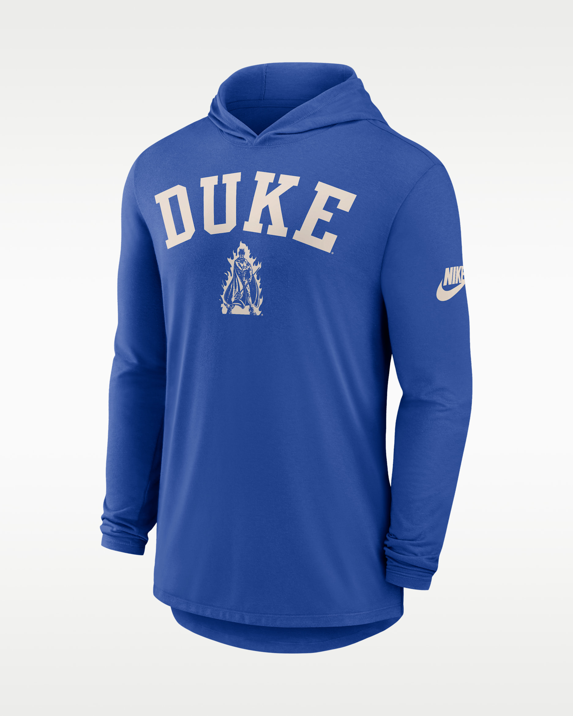 Playera universitaria con gorro de manga larga Nike Dri-FIT para hombre Duke Legacy Arch - Royal