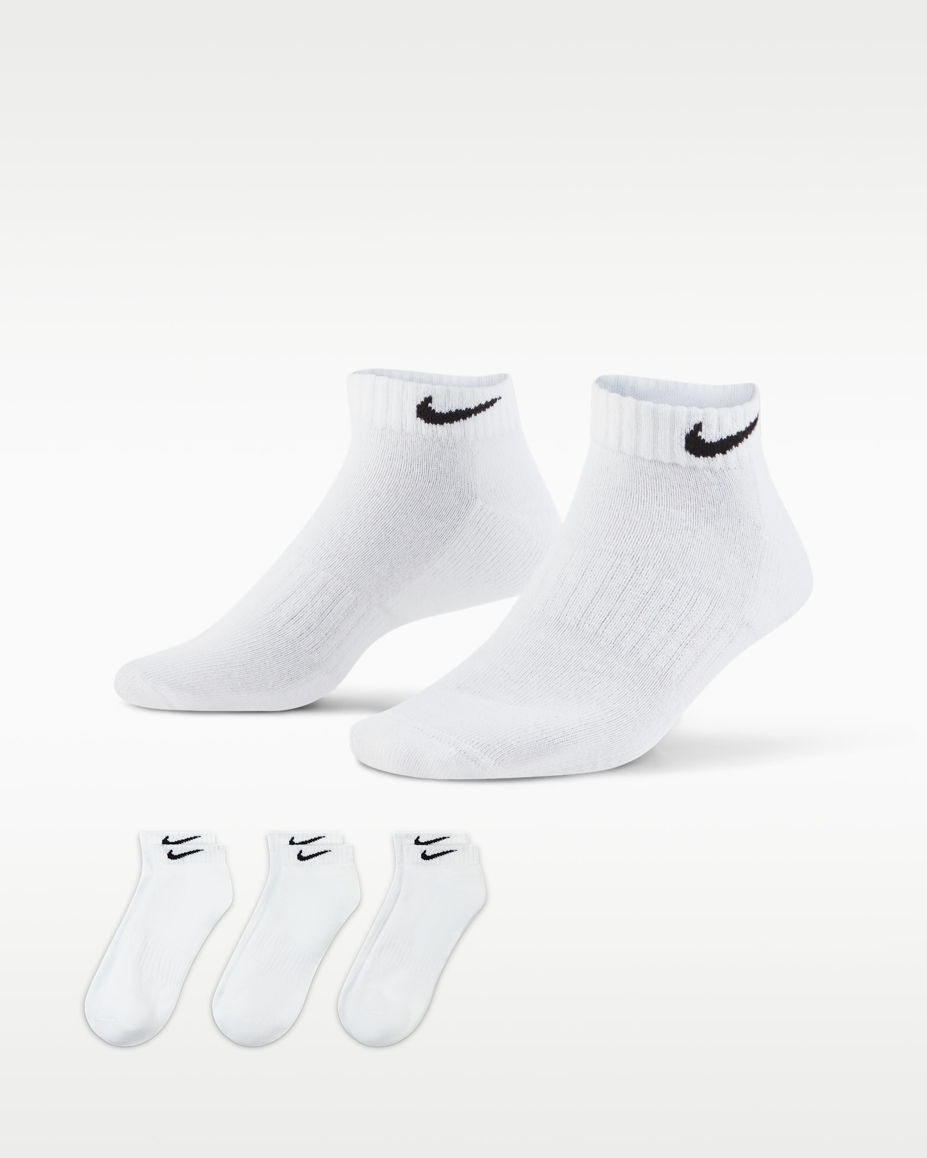 Calcetines de entrenamiento bajos (3 pares) Nike Everyday Cushioned - Blanco/Negro