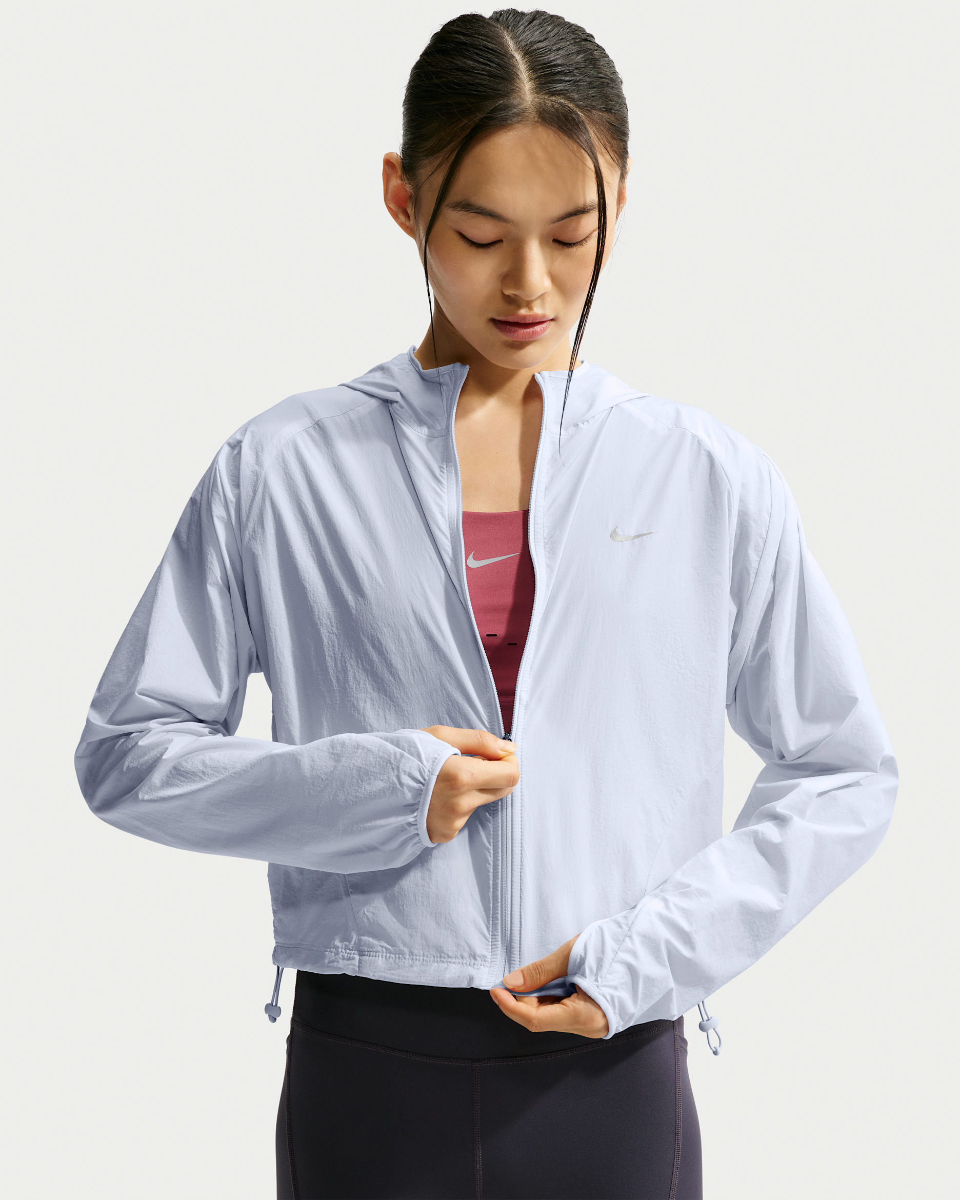 Chamarra de correr Repel de corte cuadrado con protección contra los rayos UV para mujer Nike Tempo - Gris fútbol