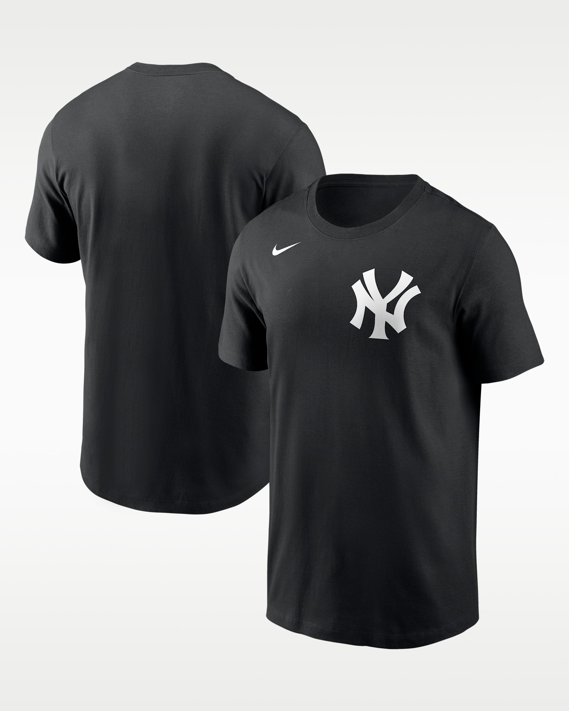 Playera marca denominativa Nike de la MLB de algodón para hombre New York Yankees - Negro