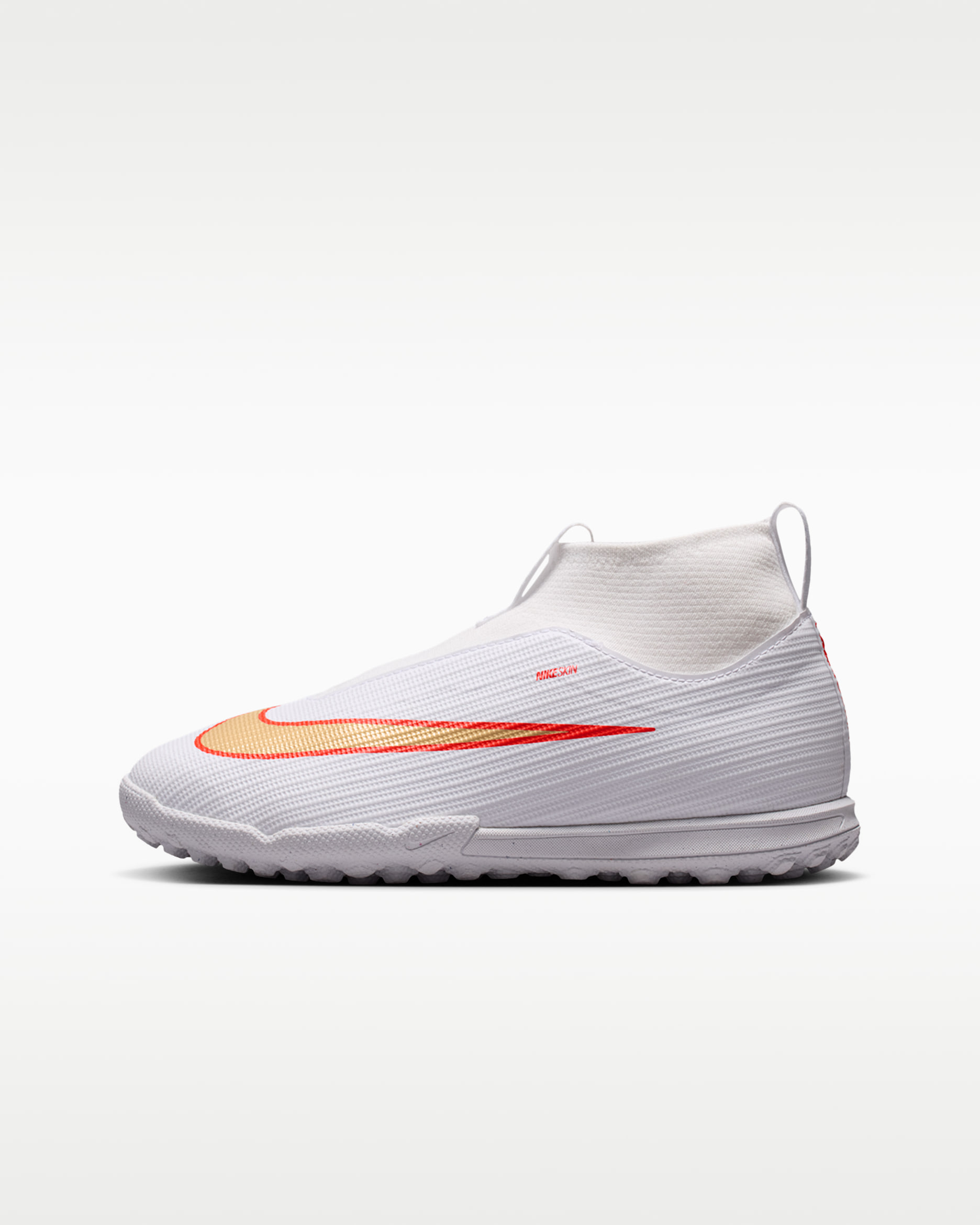 Nike Jr. Mercurial Superfly 11 Academy Big Kids' Turf High-Top Soccer Shoes - White/Bright Crimson/Blur