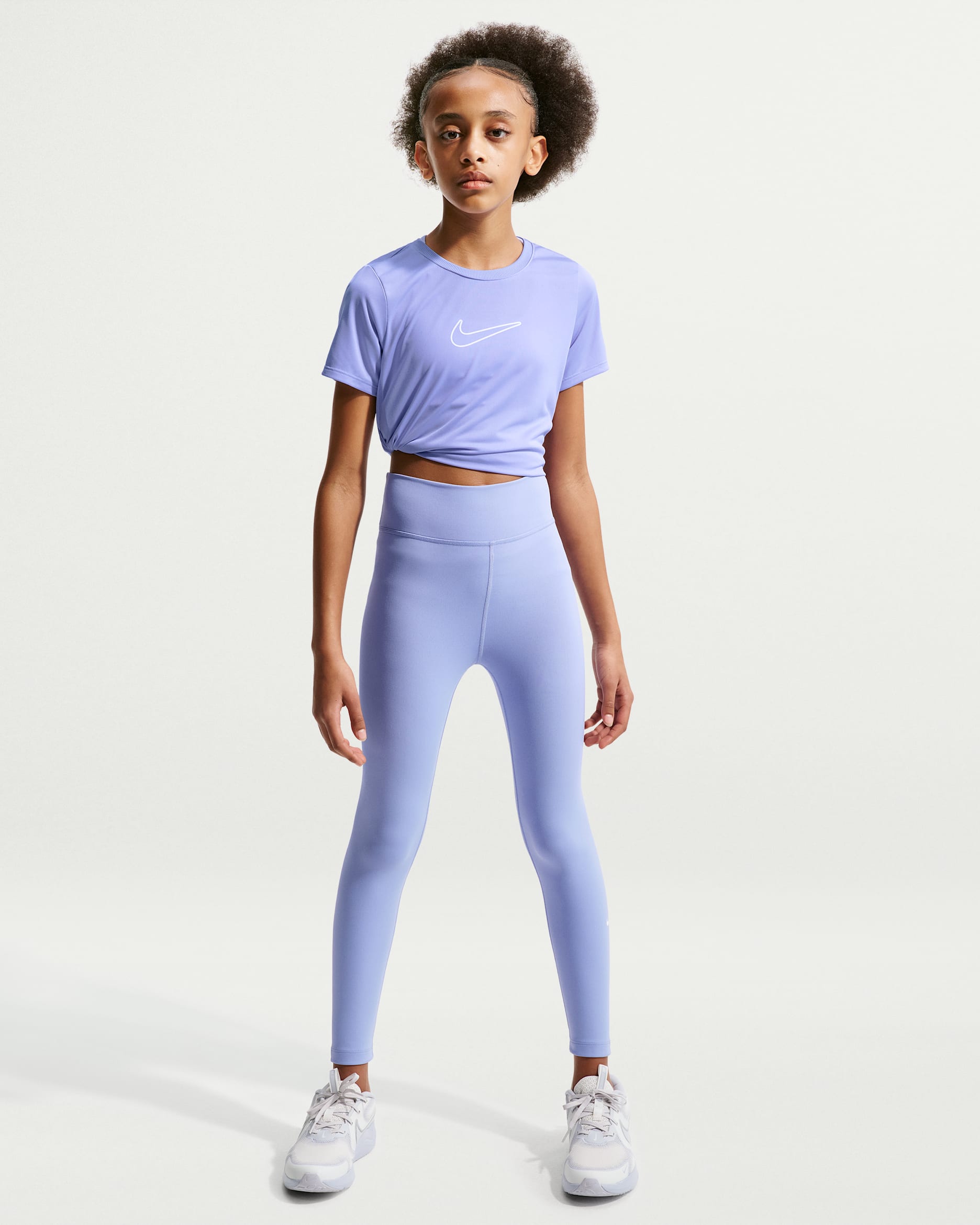 Nike One Older Kids' (Girls') Dri-FIT High-Waisted Leggings - Light Thistle/White