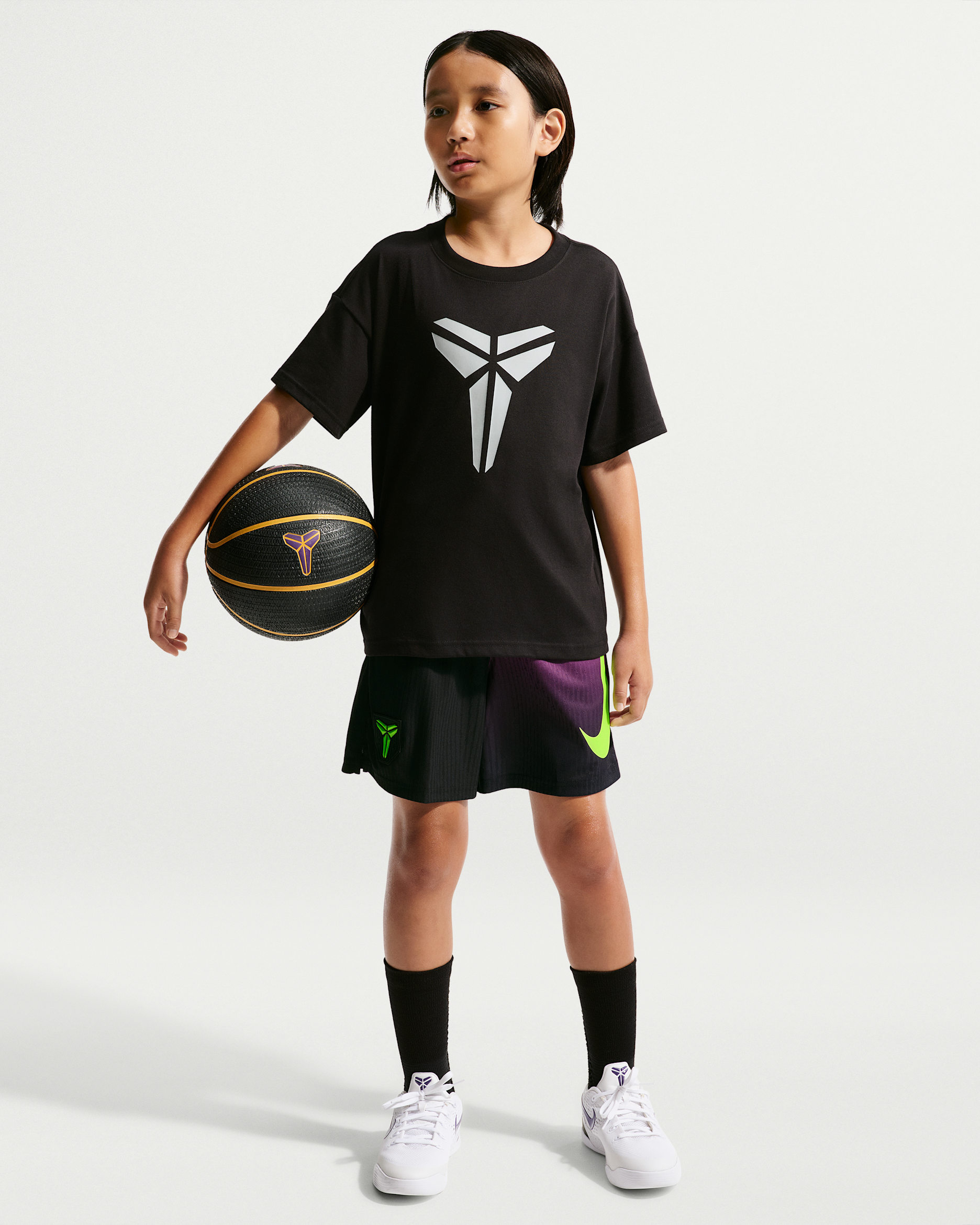 Short de basket Kobe pour ado - Noir