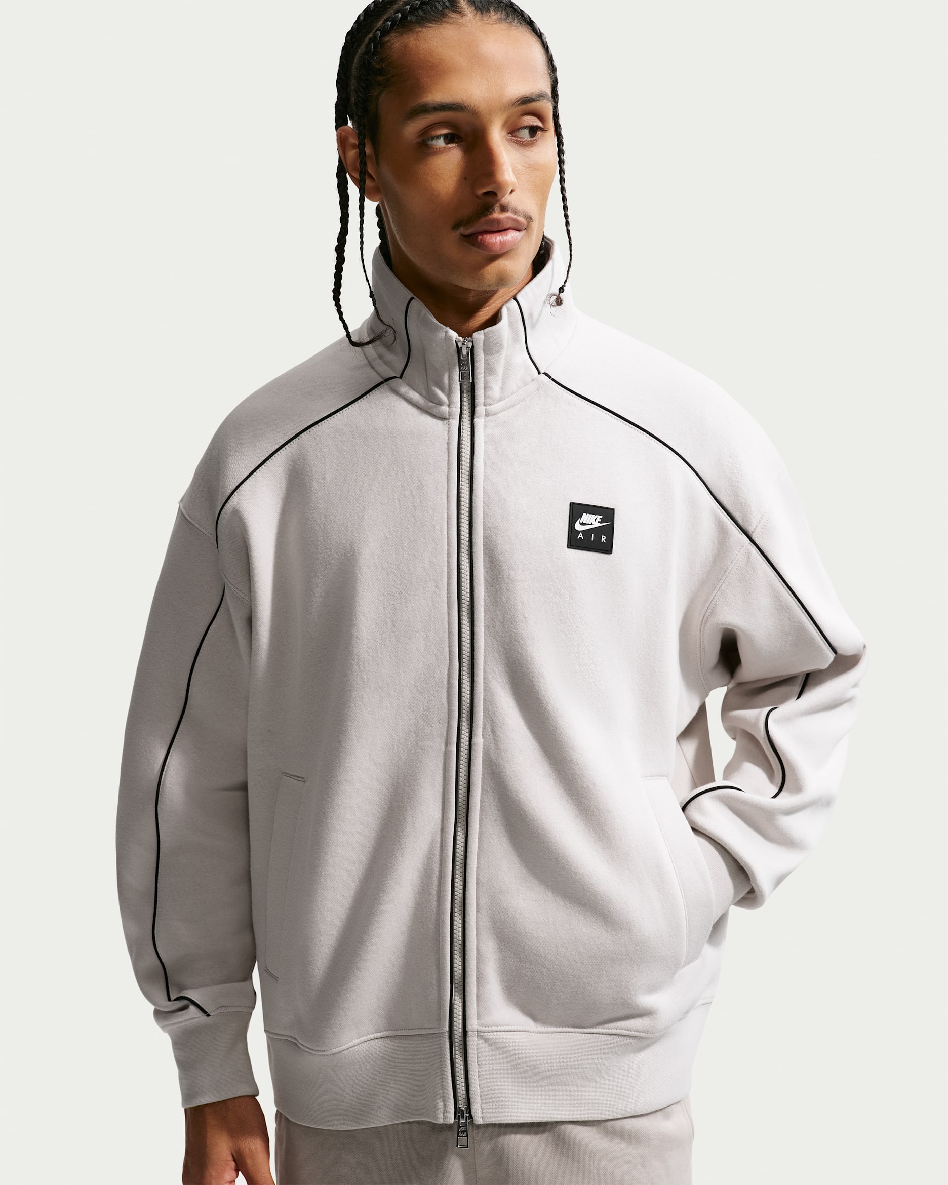 Nike Air Men's Fleece Track Jacket - Light Bone/Black