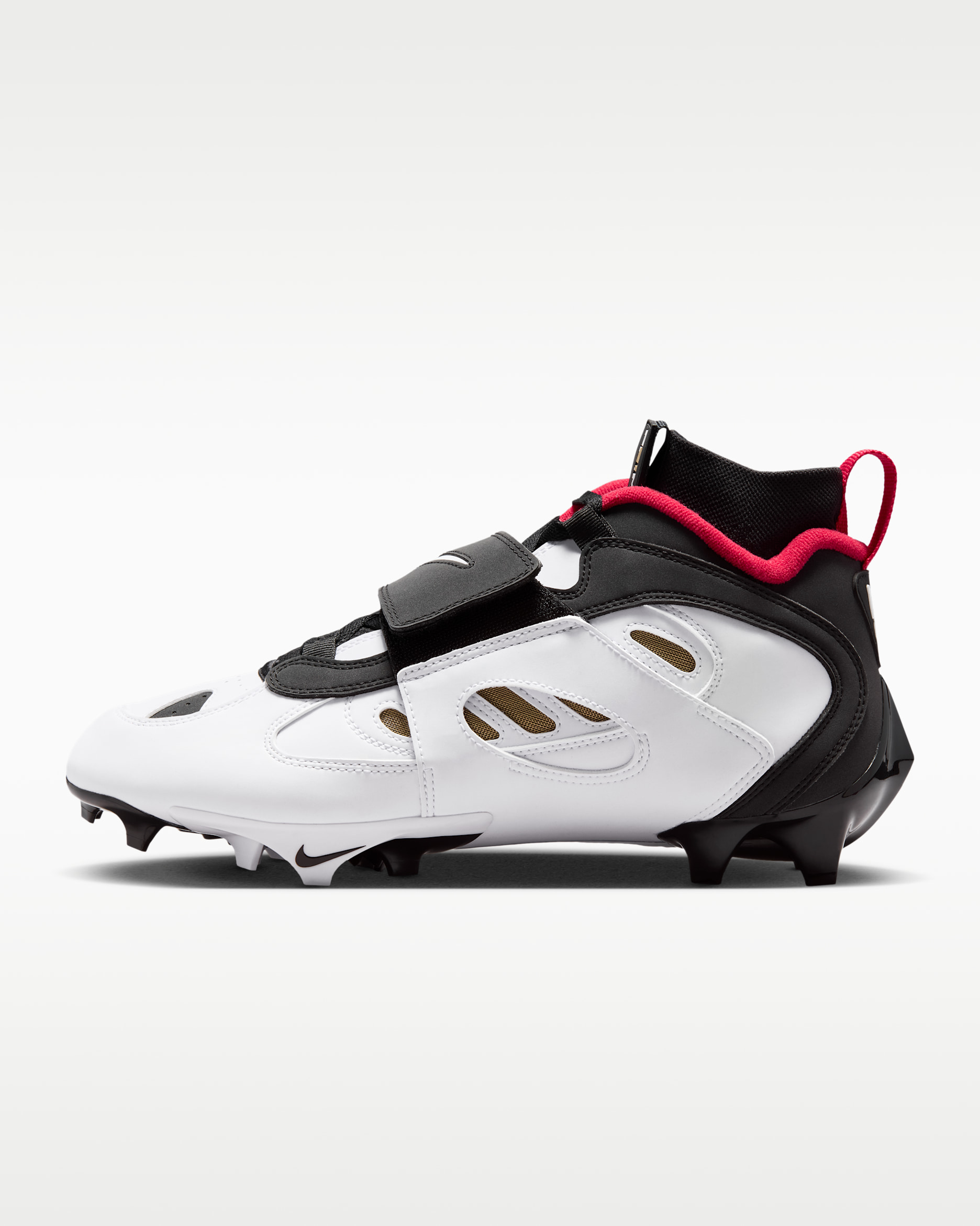 Nike Diamond Turf 2 Football Cleats - Black/Prime Red/Metallic Gold/White