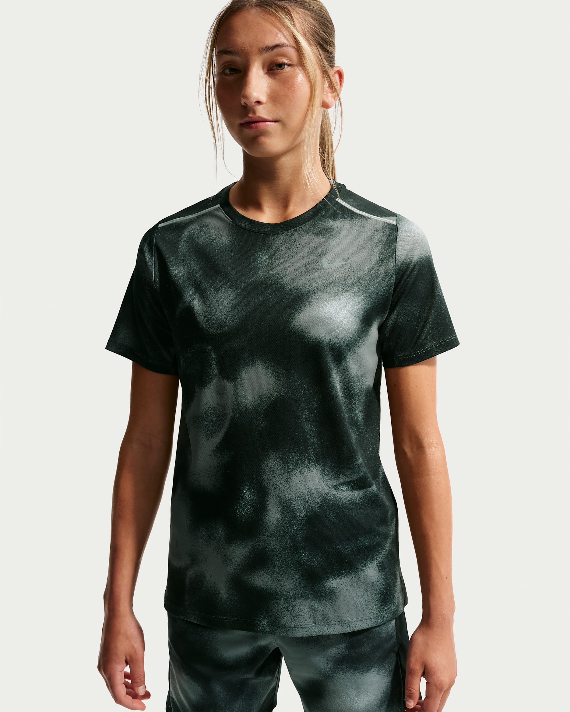 Nike Miler Kids' Dri-FIT Short-Sleeve Running Top - Black/Black