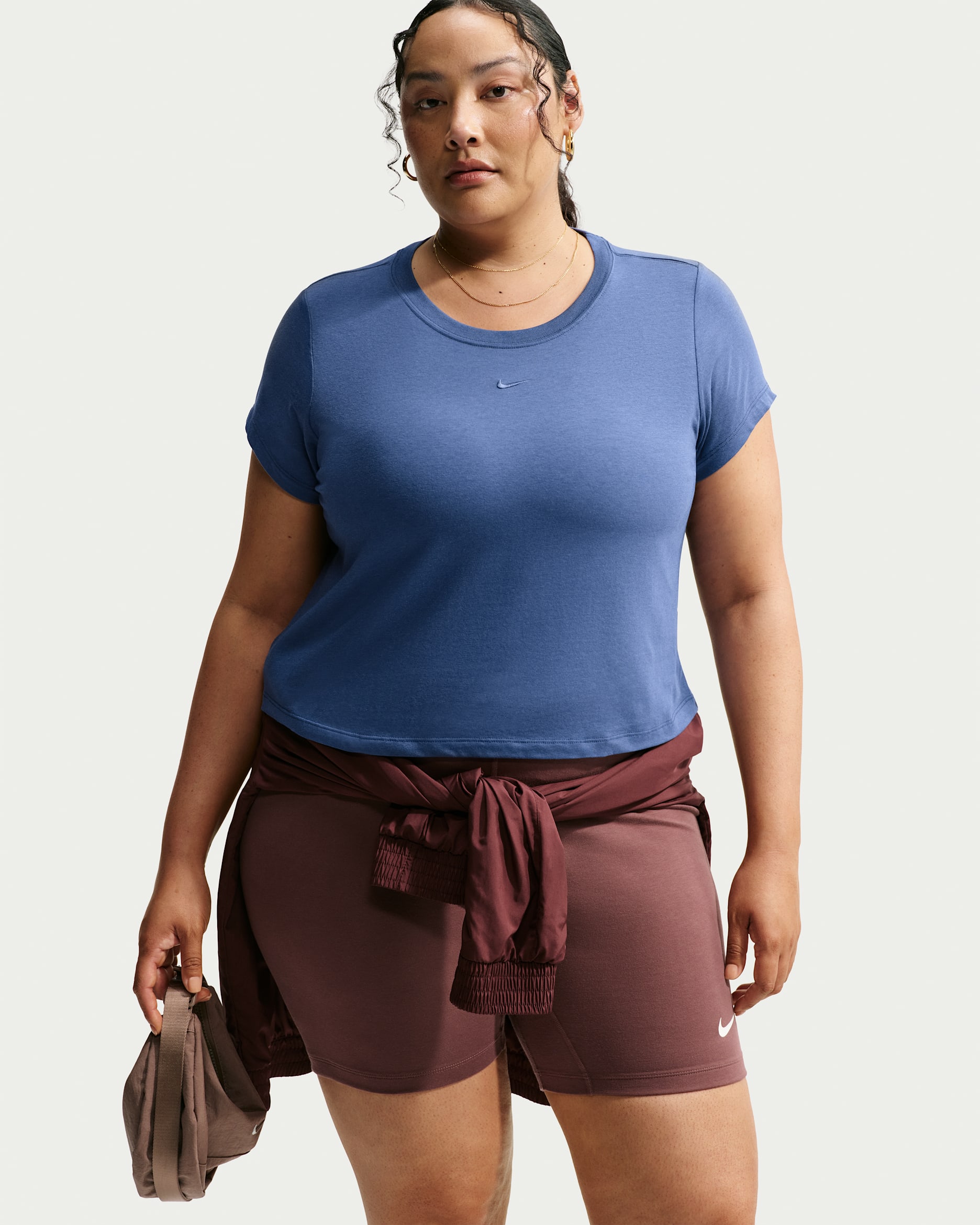 Nike Sportswear Chill Knit Women's Cropped T-Shirt (Plus Size) - Mystic Navy