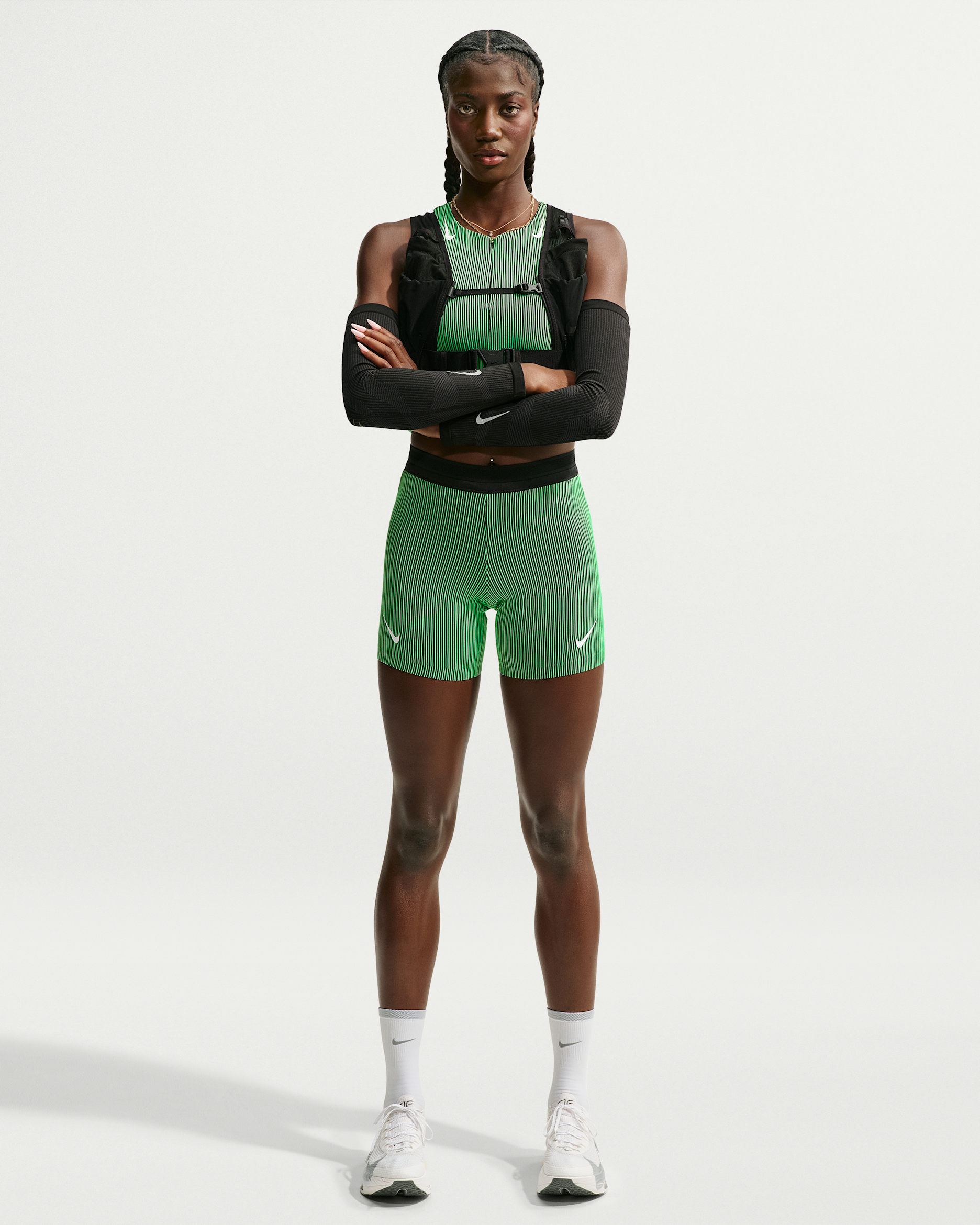 Nike AeroSwift Women's Dri-FIT ADV Tight Running Shorts - Illusion Green/Black/White/White