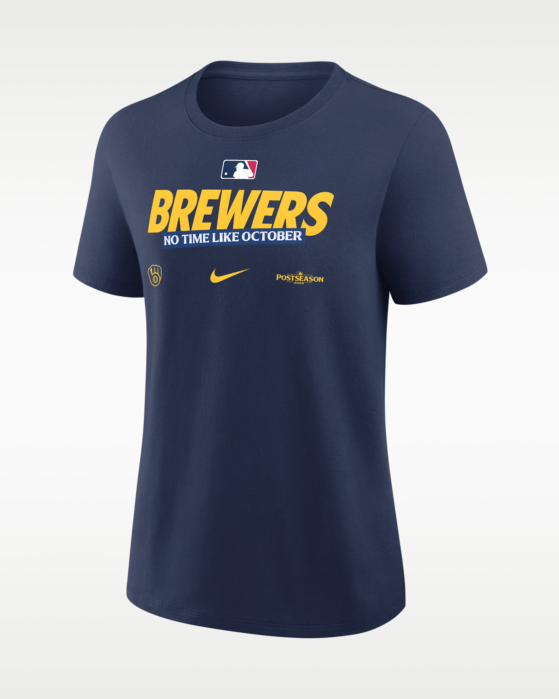 Playera Nike de la MLB para mujer Milwaukee Brewers 2026 Postseason Authentic Collection - Azul marino
