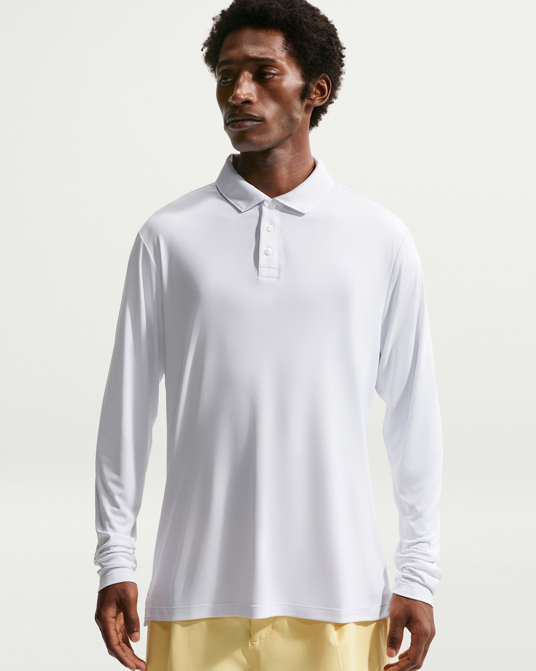 Nike Par Men's Dri-FIT Long-Sleeve Golf Polo - White/White