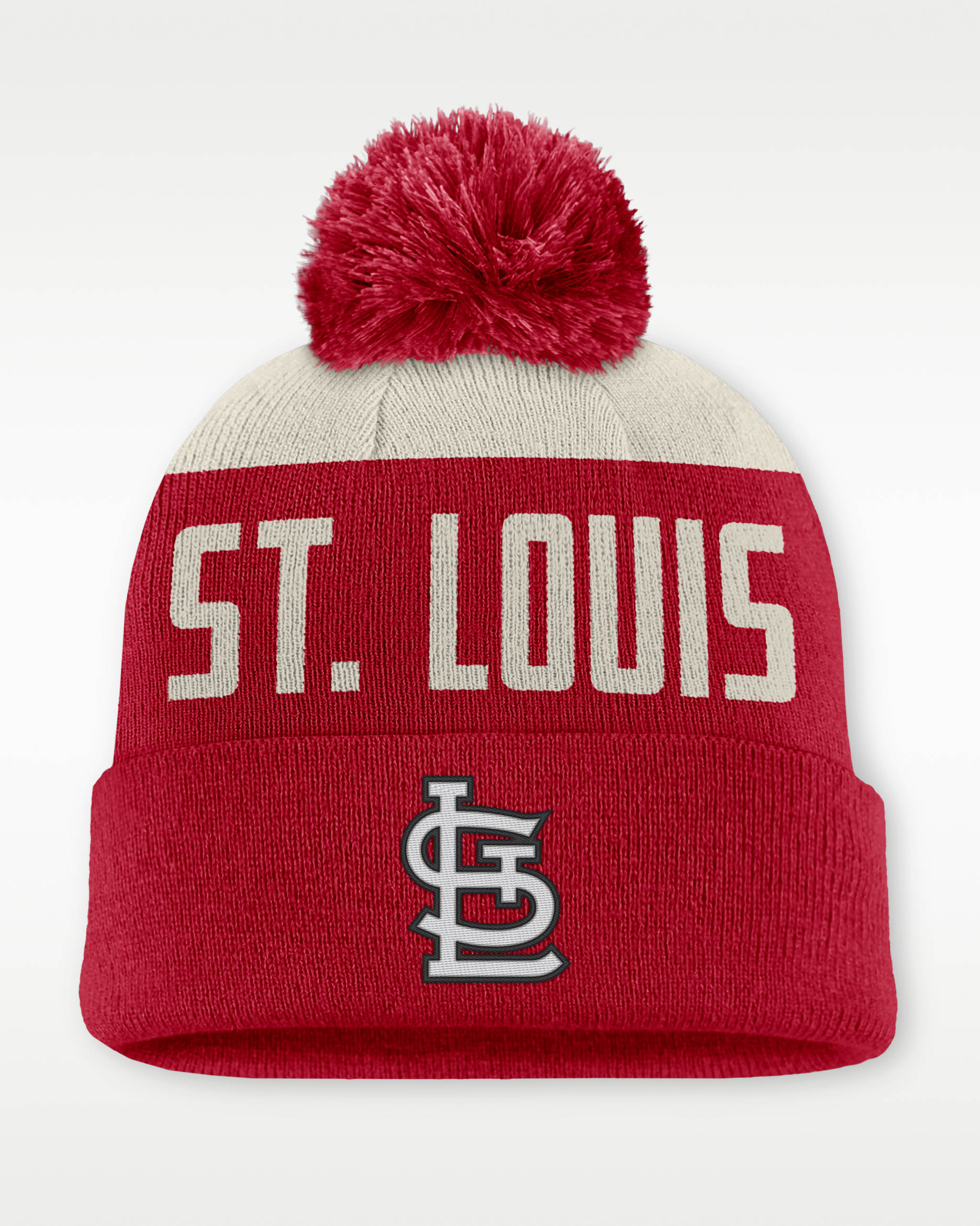 St. Louis Cardinals Cooperstown Peak Men's Nike MLB Cuffed Pom Beanie - Red/White