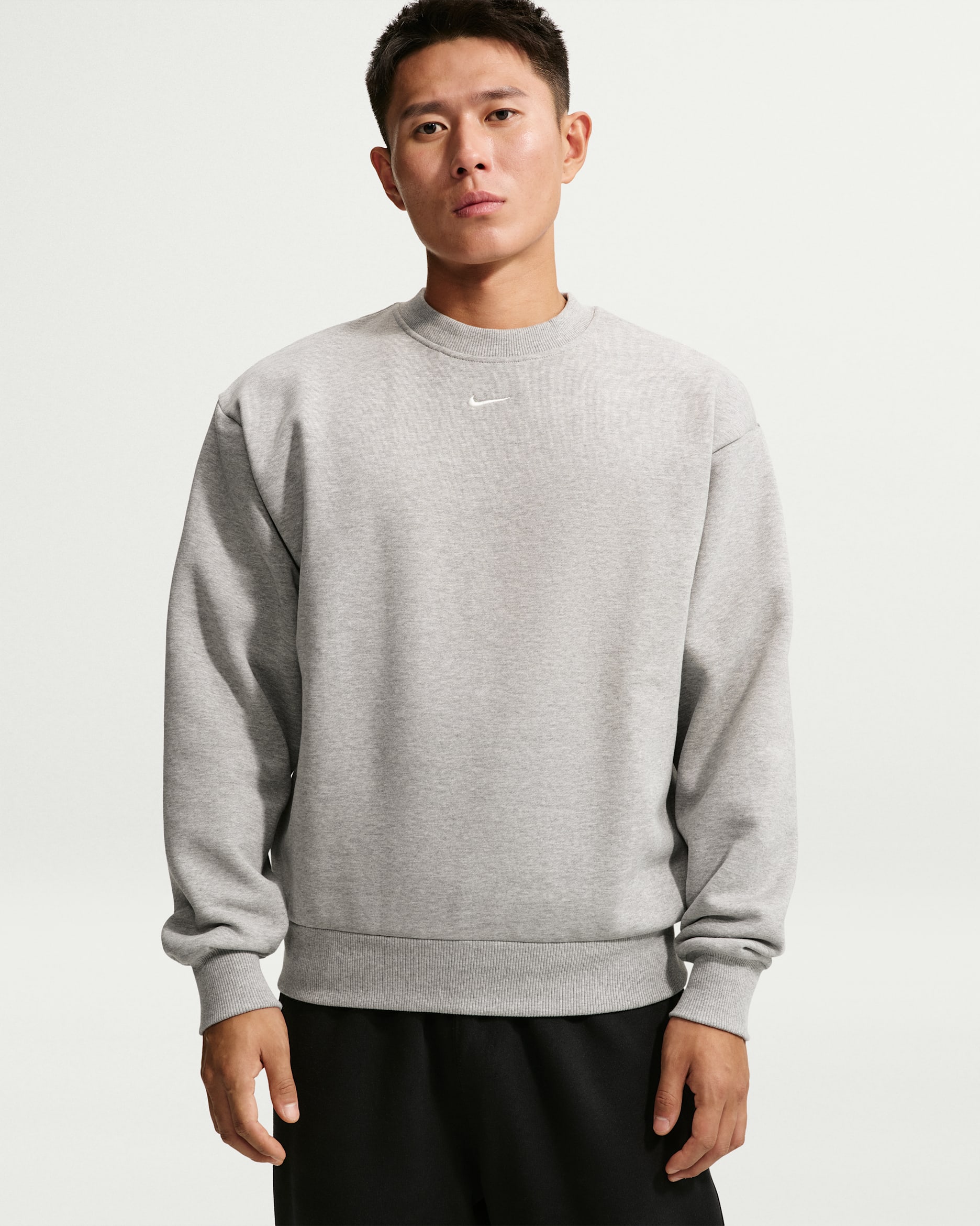 Nike Solo Fleece Men's Crew-Neck Sweatshirt - Dark Grey Heather/Sail