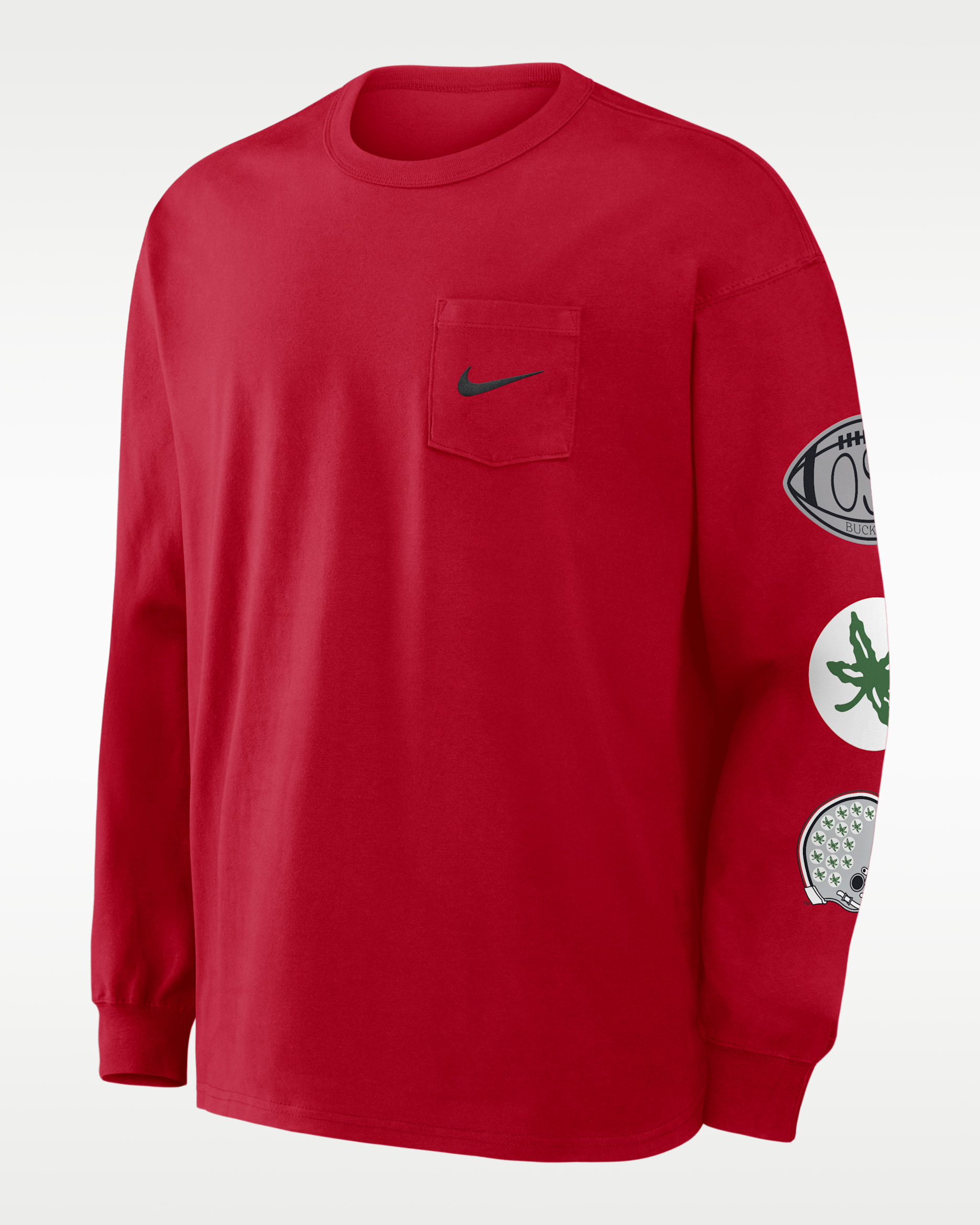 Ohio State Academic Max90 Pocket Men's Nike College Long-Sleeve T-Shirt - Scarlet