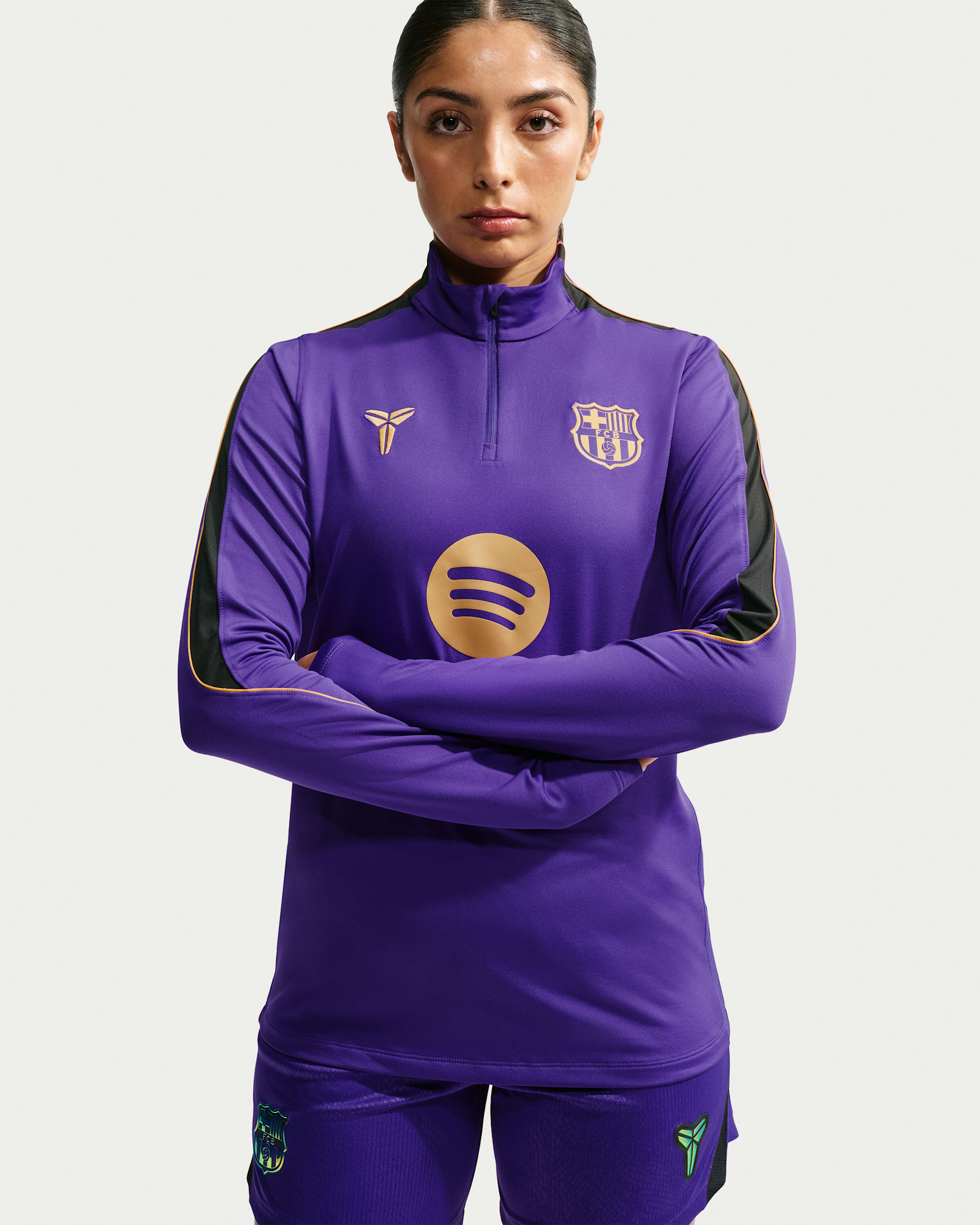 F.C. Barcelona Strike Away Women's Kobe Dri-FIT Football Knit Drill Top - Field Purple/Black/Metallic Gold