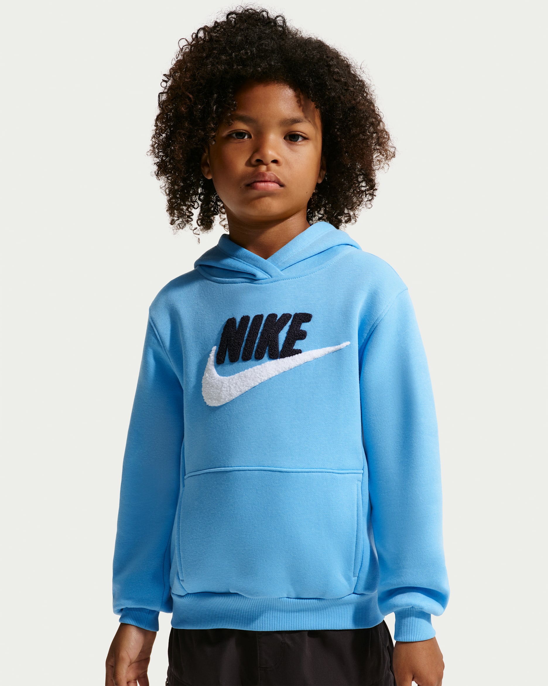 Sudadera con gorro sin cierre para niños talla pequeña Nike Club Chenille - Azul fútbol
