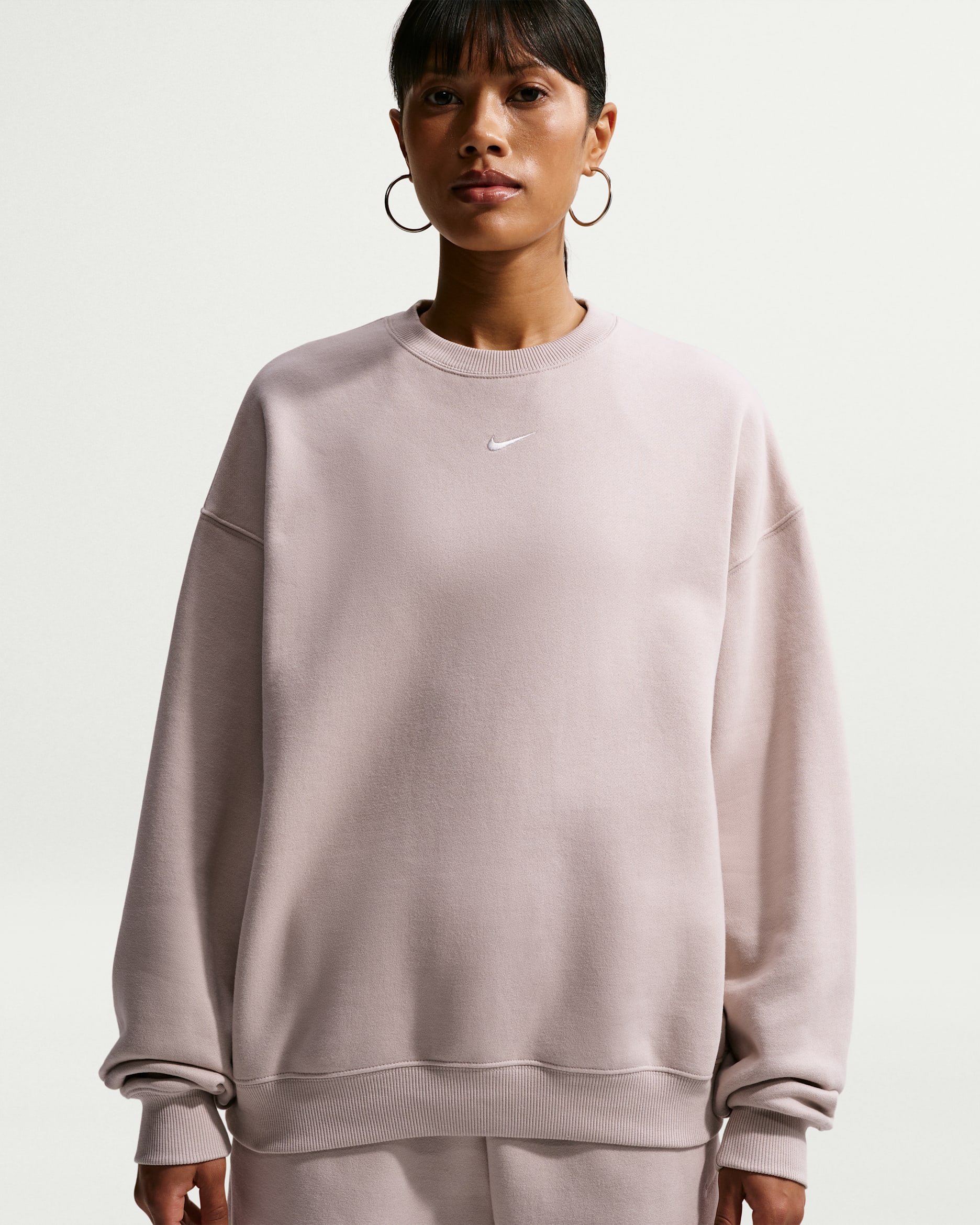 Nike Studio Fleece Medium Weight Camiseta oversize - Mujer - Crema II/Sail