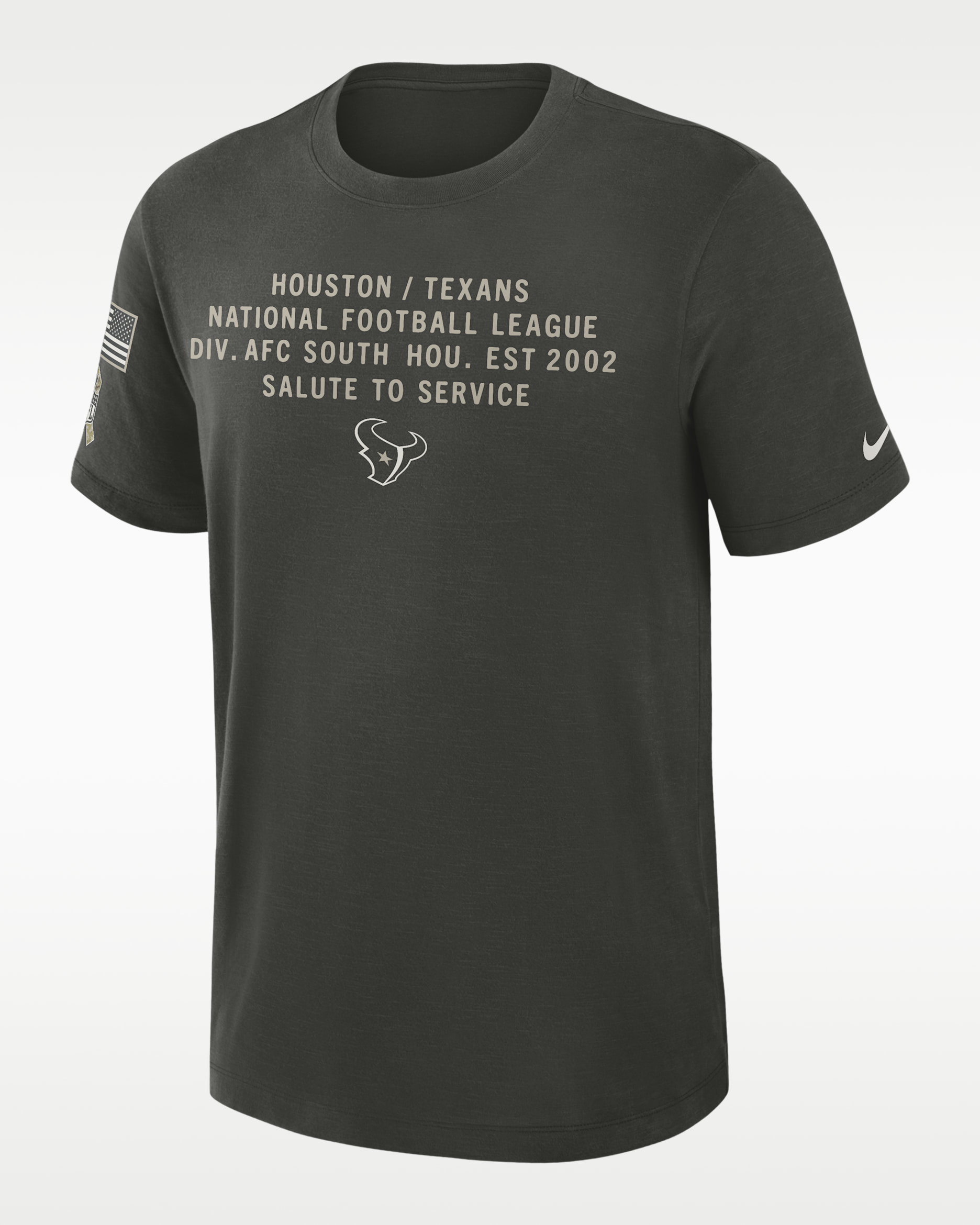 Playera Nike Dri-FIT de la NFL para hombre Houston Texans Salute to Service Slub - Verde bosque