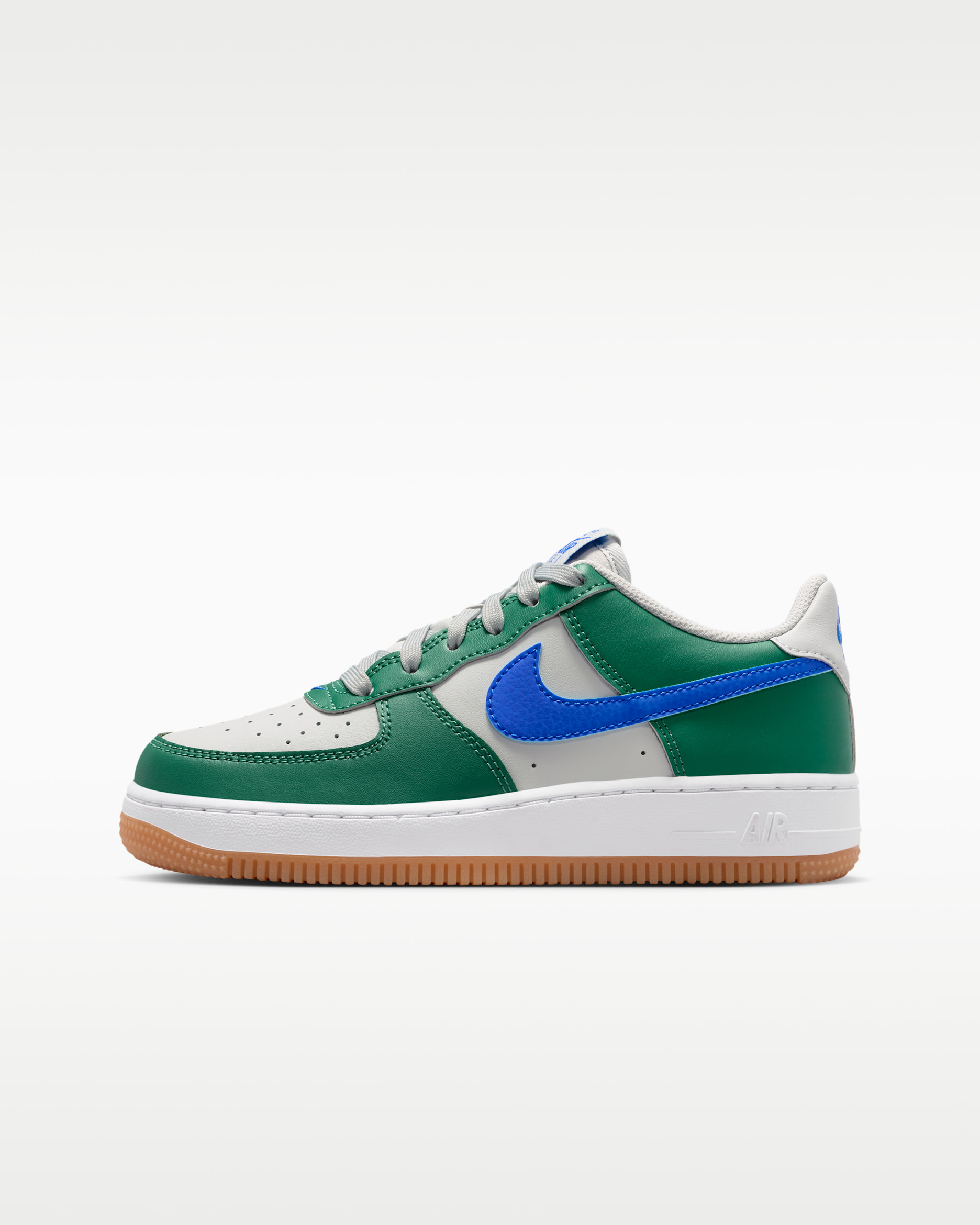 Nike Air Force 1 Big Kids' Shoes - Grey Fog/Evergreen Aura/White/Racer Blue