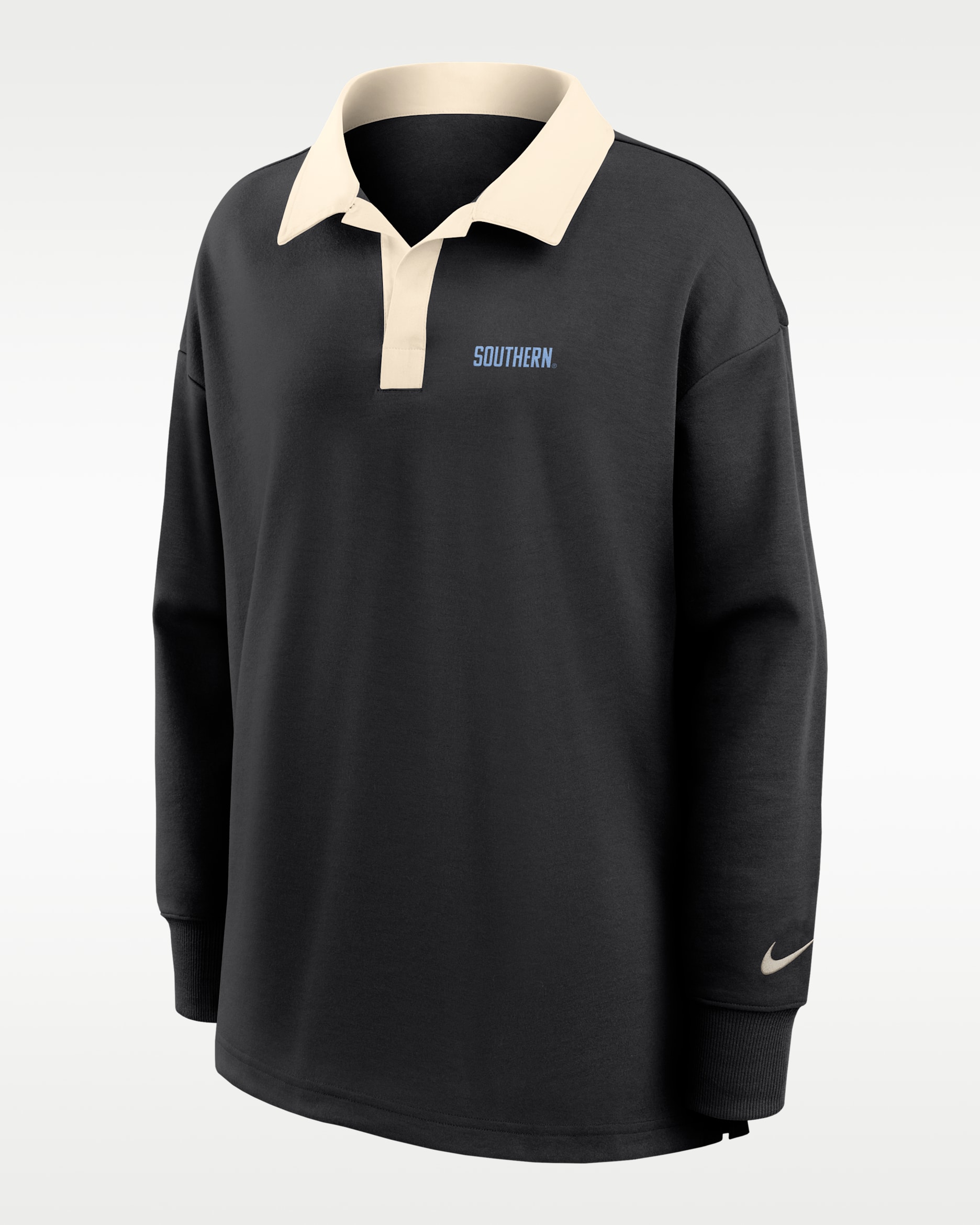 Nike College (Southern University and A&M) Women's Oversized Long-Sleeve Polo - Black/Natural