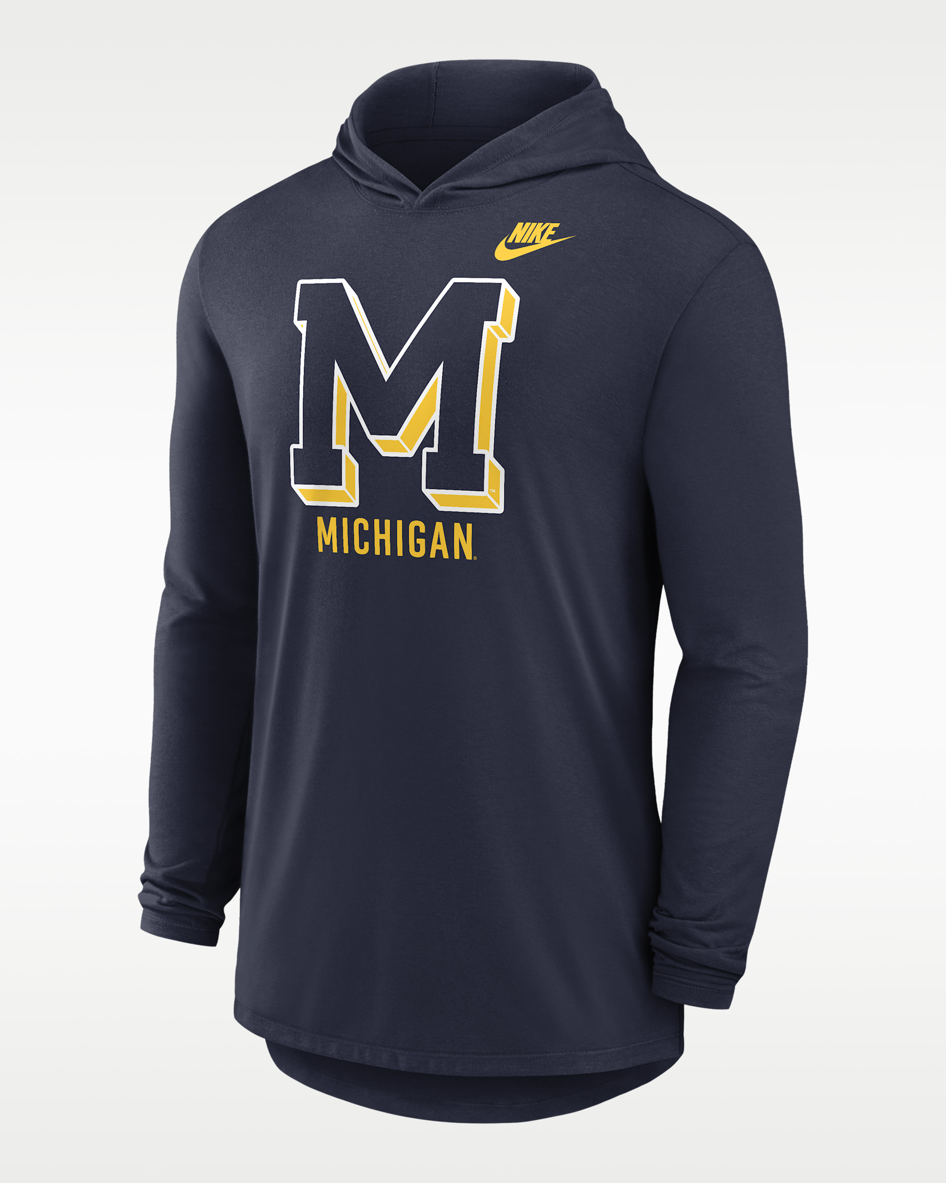 Michigan Legacy Men's Nike Dri-FIT College Long-Sleeve Hooded T-Shirt - Navy