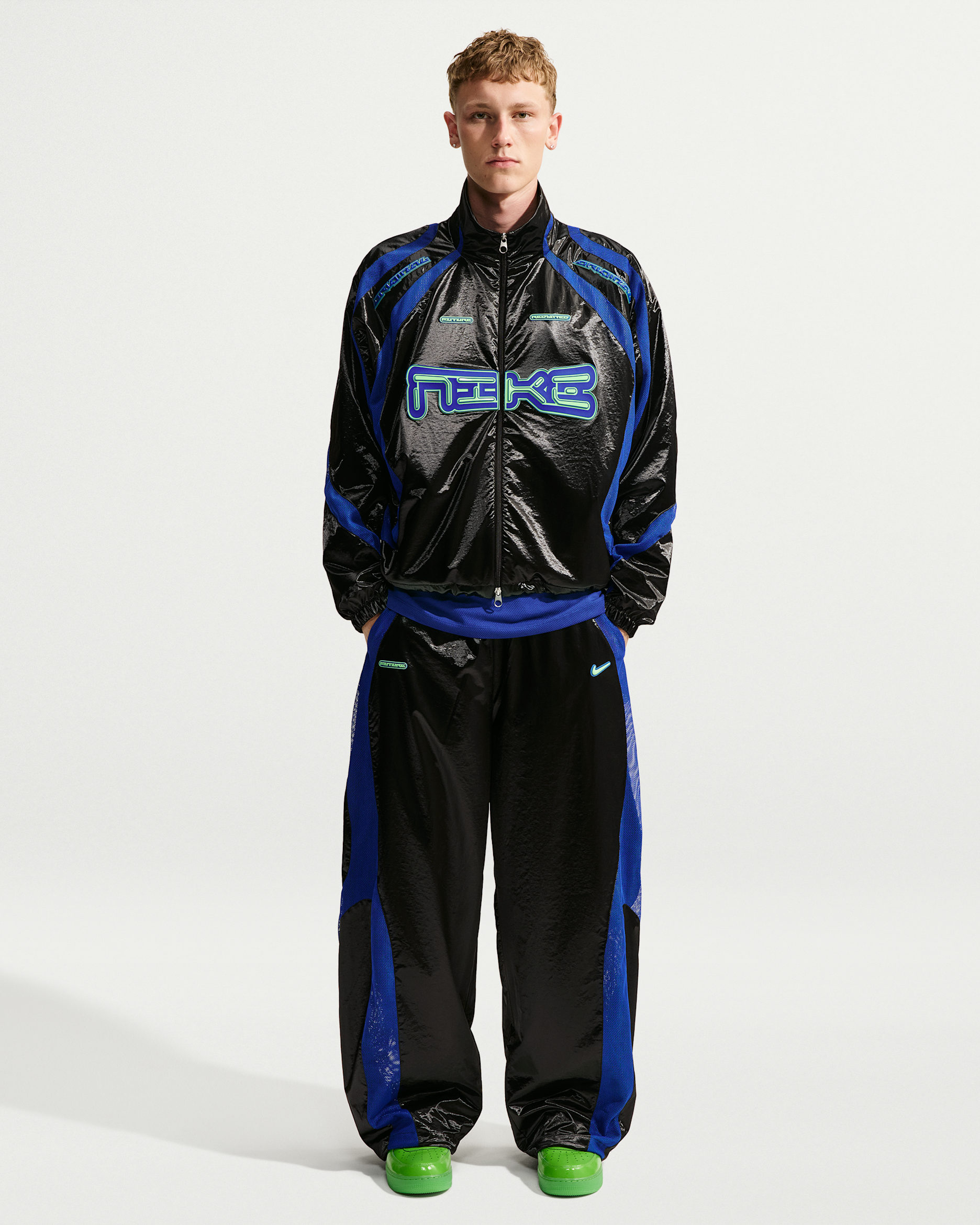 Nike Project F.R.O.G. Men's Woven Flow Track Pants - Black/Old Royal/Old Royal/Illusion Green