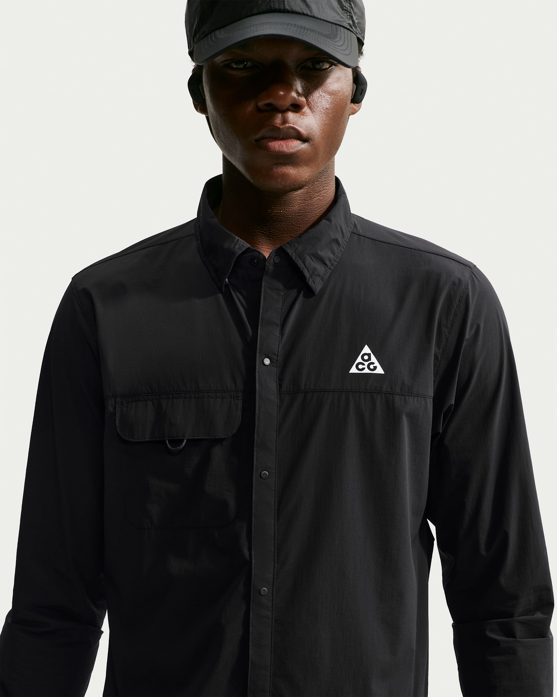 ACG Aireez Men's Long-Sleeve Button-Up Trail Running Top - Black/Summit White