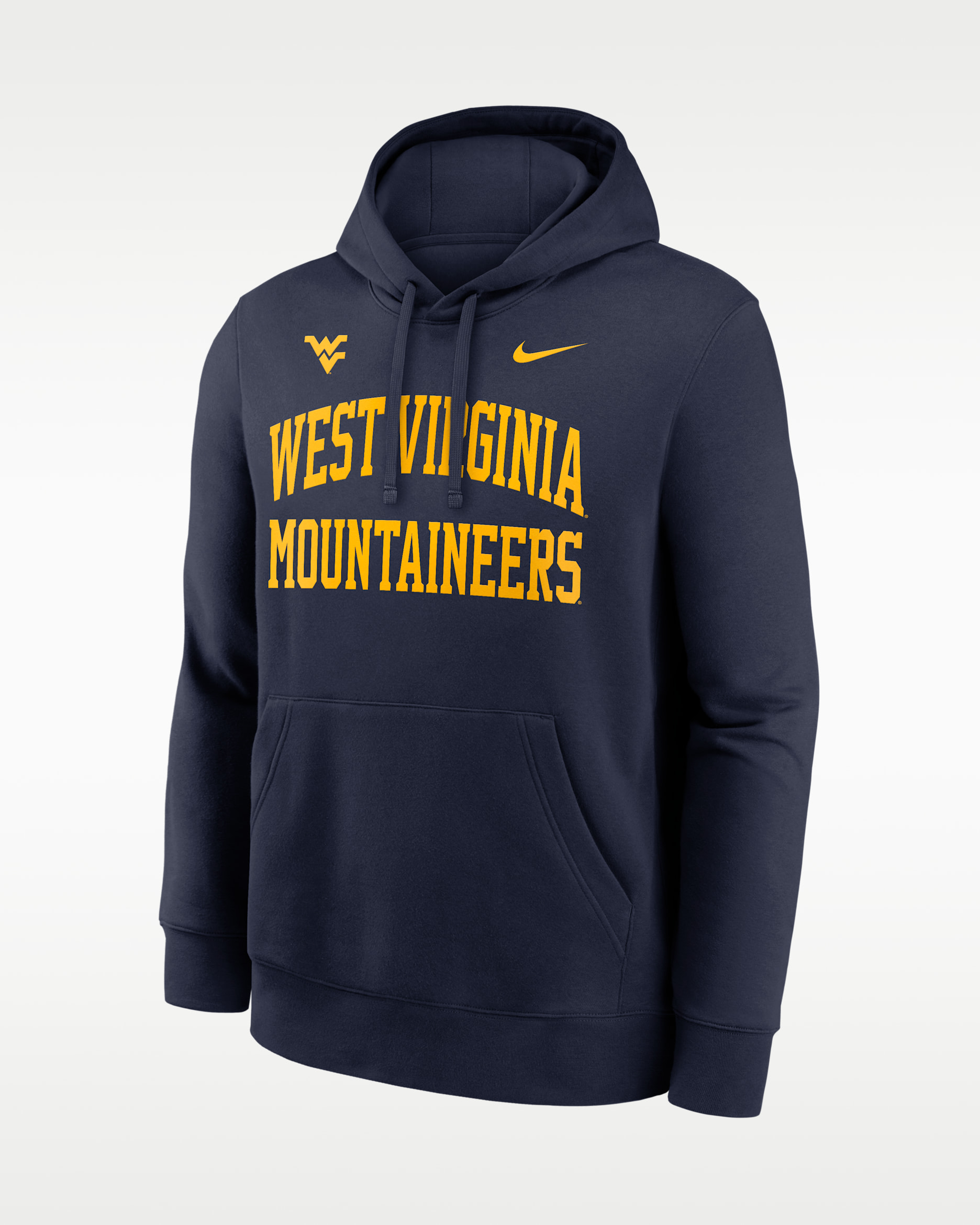 West Virginia Primetime Arched Club Men's Nike College Pullover Hoodie - Navy
