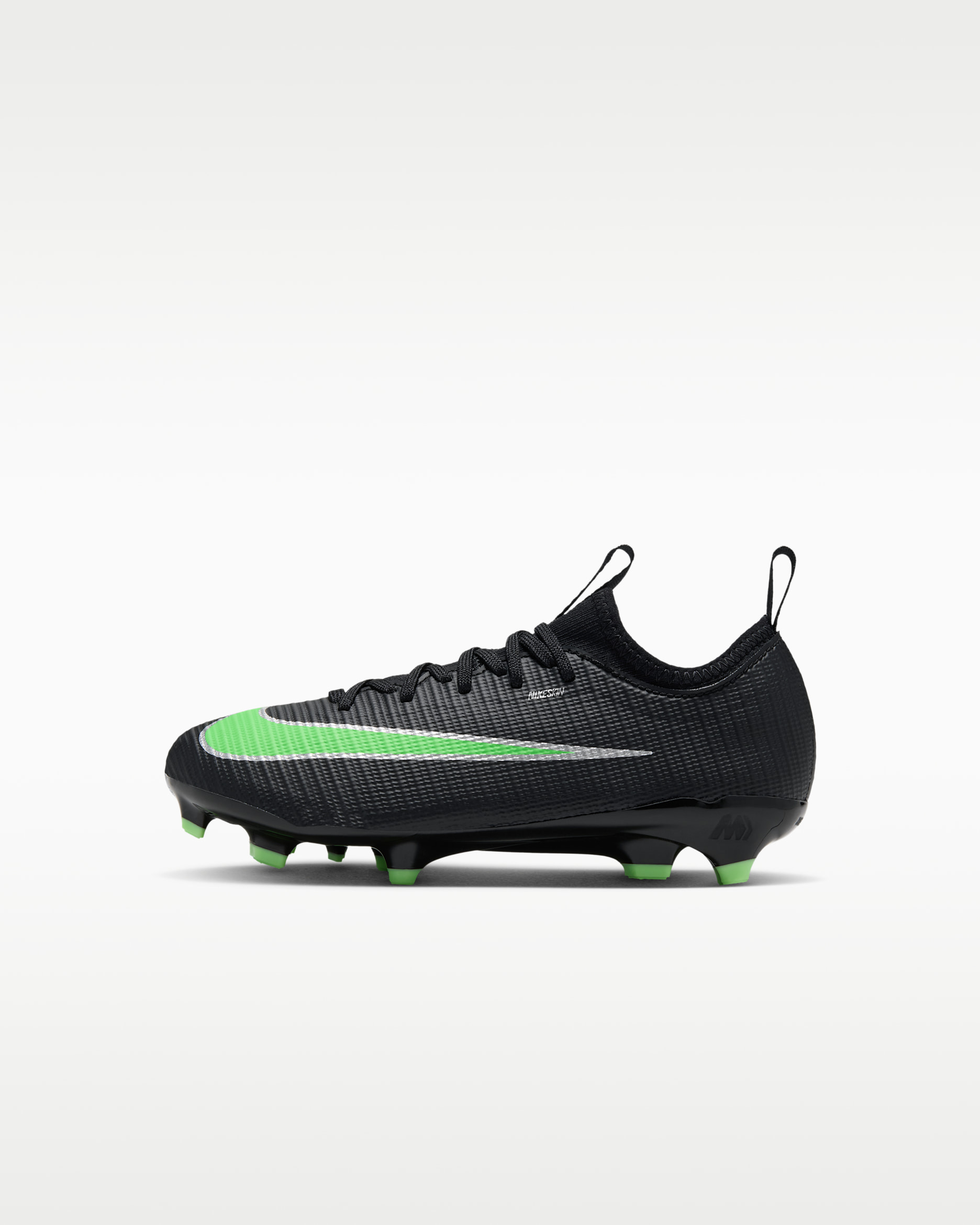 Nike Jr. Mercurial Vapor 17 Academy Little Kids' Multi-Ground Low-Top Soccer Cleats - Black/Black/Illusion Green