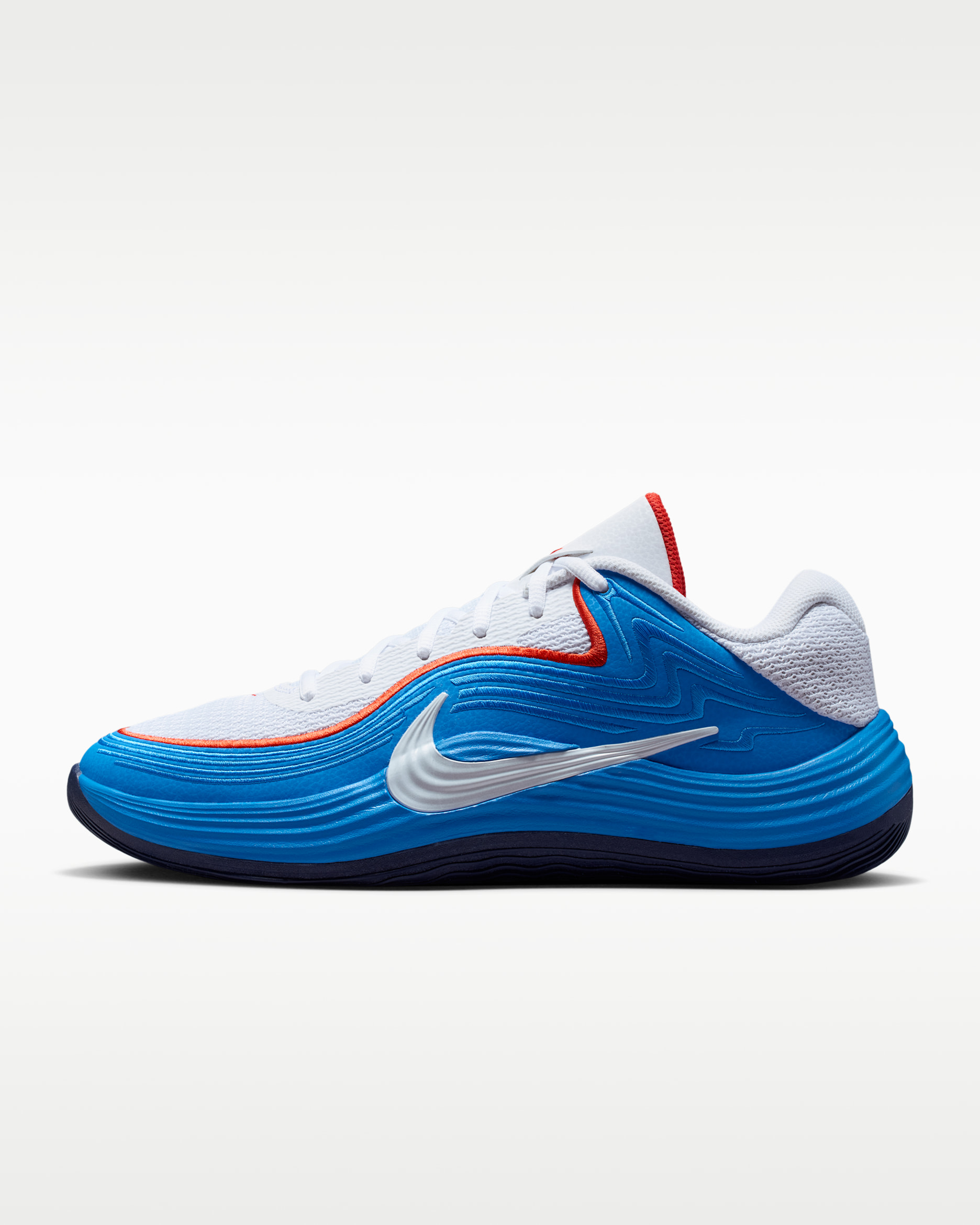 Nike Precision 8 Low Men's Basketball Shoes - White/Light Photo Blue/Picante Red/White
