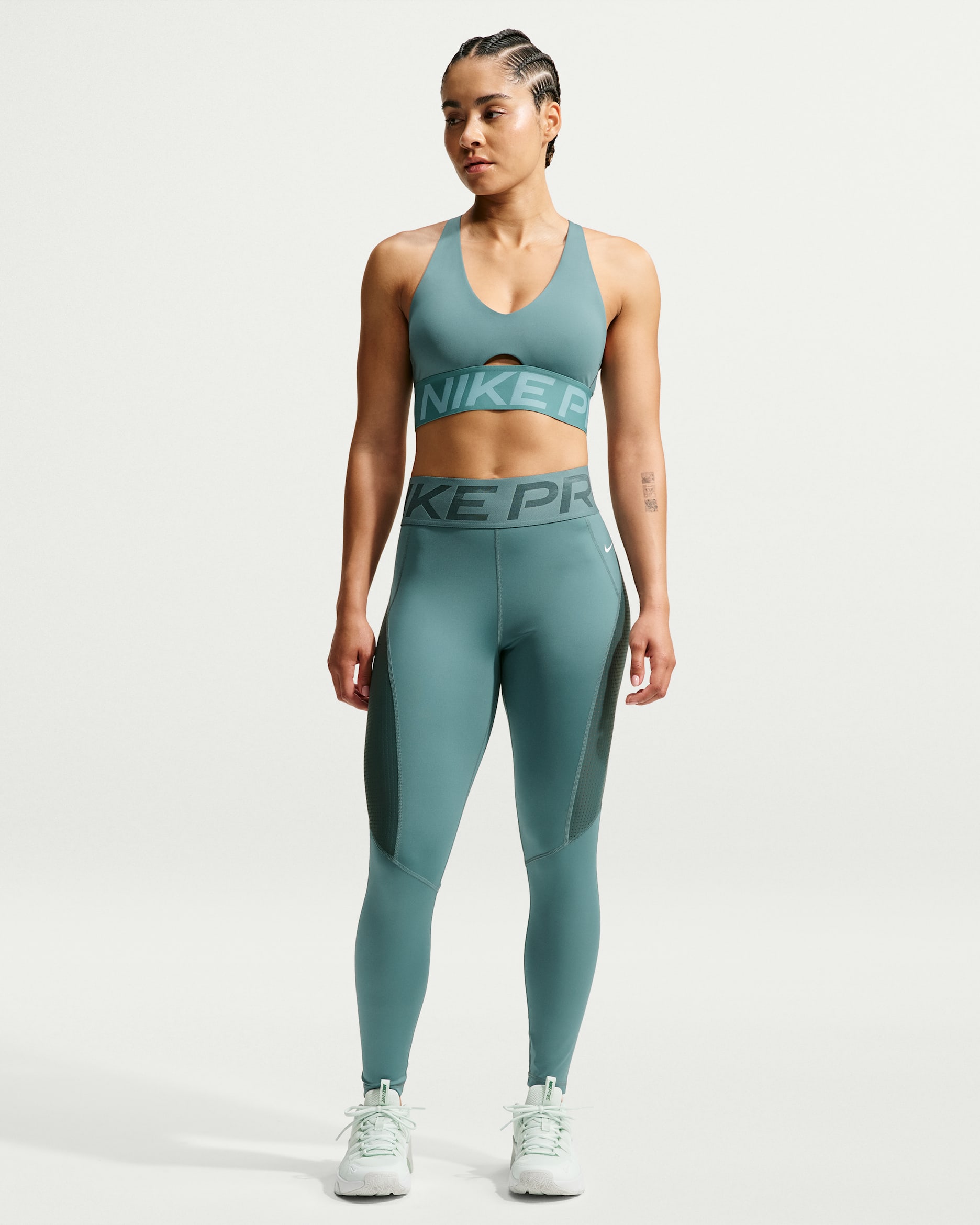 Legging 7/8 taille haute Nike Pro Sculpt pour femme - Mineral Slate/Faded Spruce/Blanc