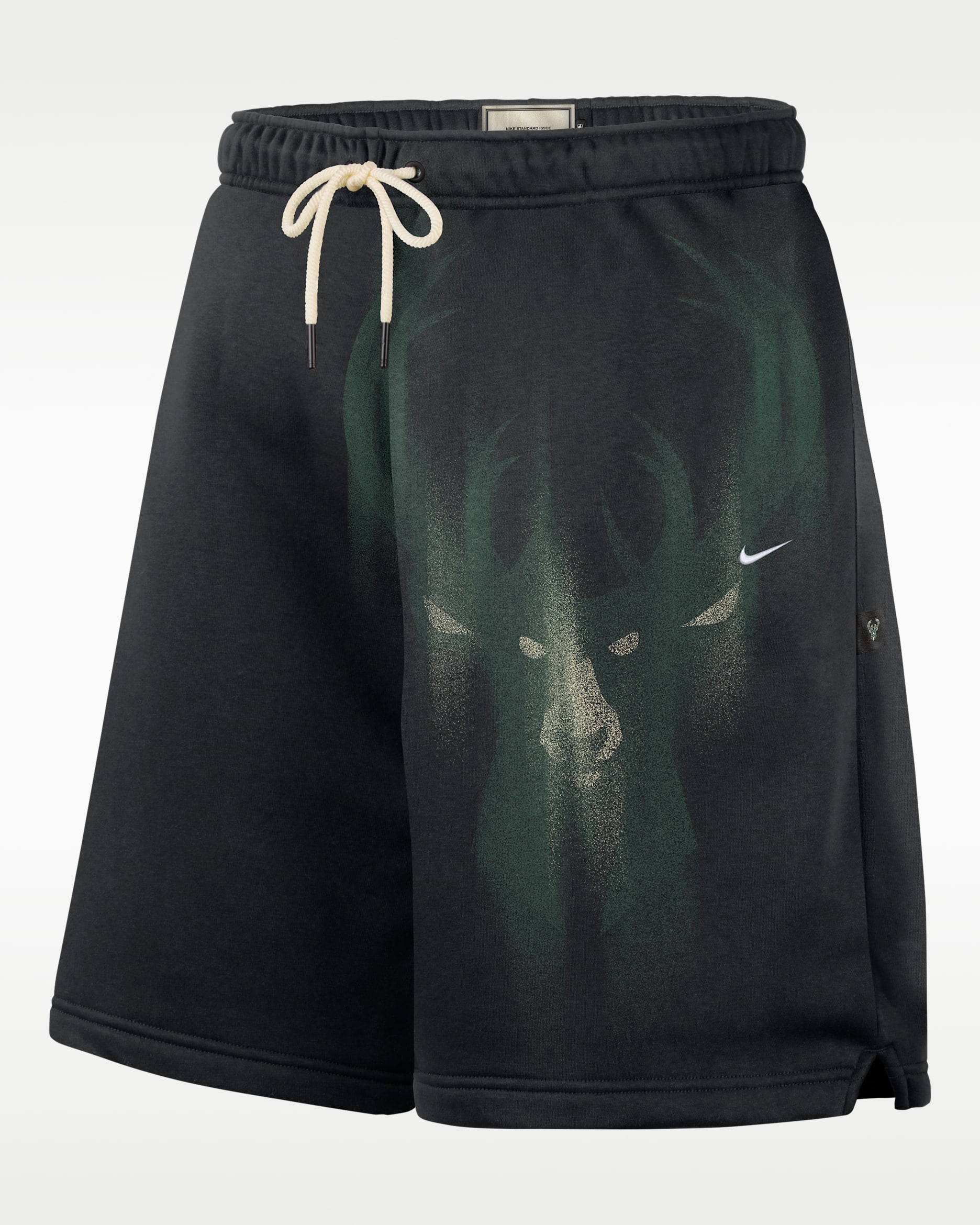 Shorts de básquetbol de tejido Fleece para hombre Milwaukee Bucks Standard Issue - Negro/Blanco