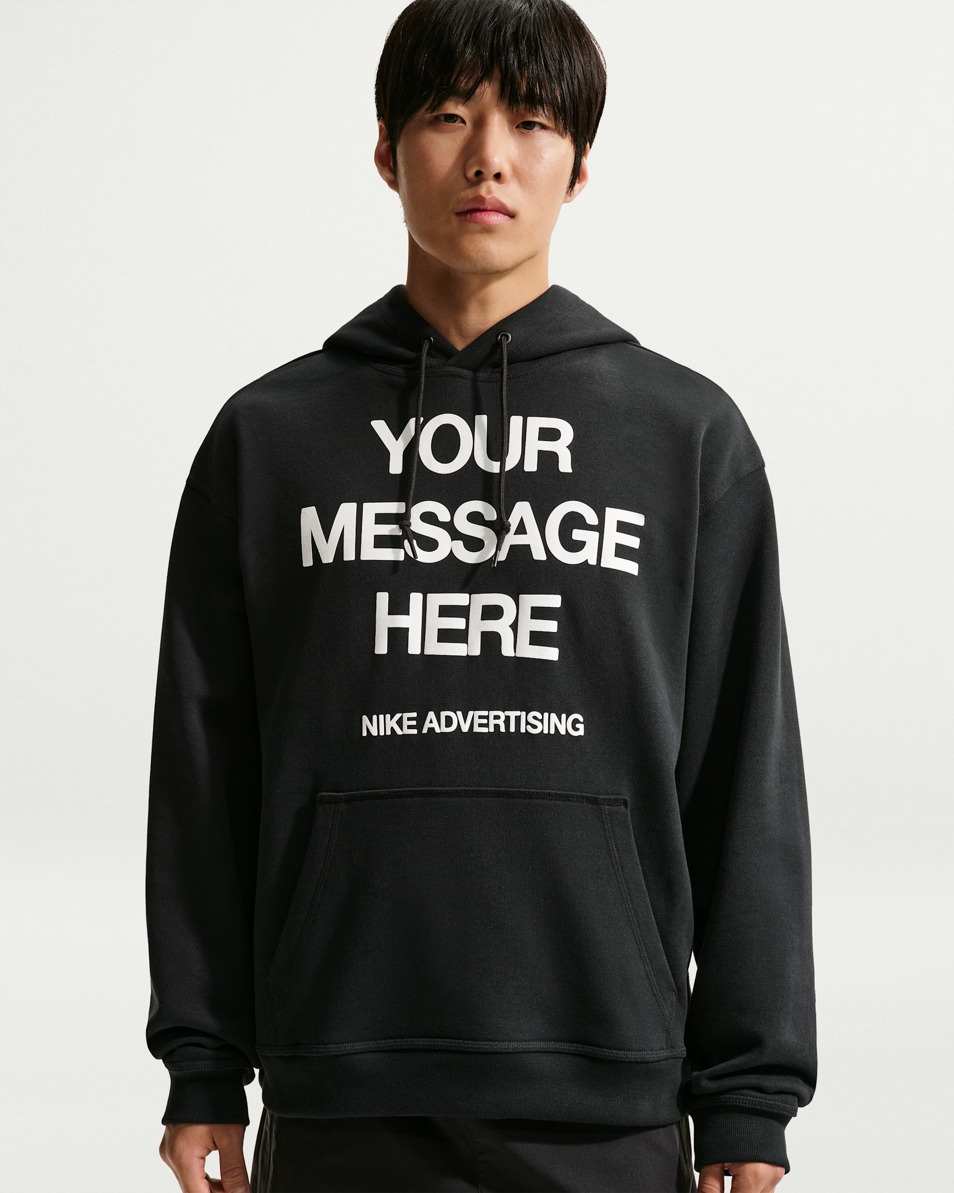 Nike Sportswear Men's Fleece Pullover Hoodie - Black/White/Safety Orange