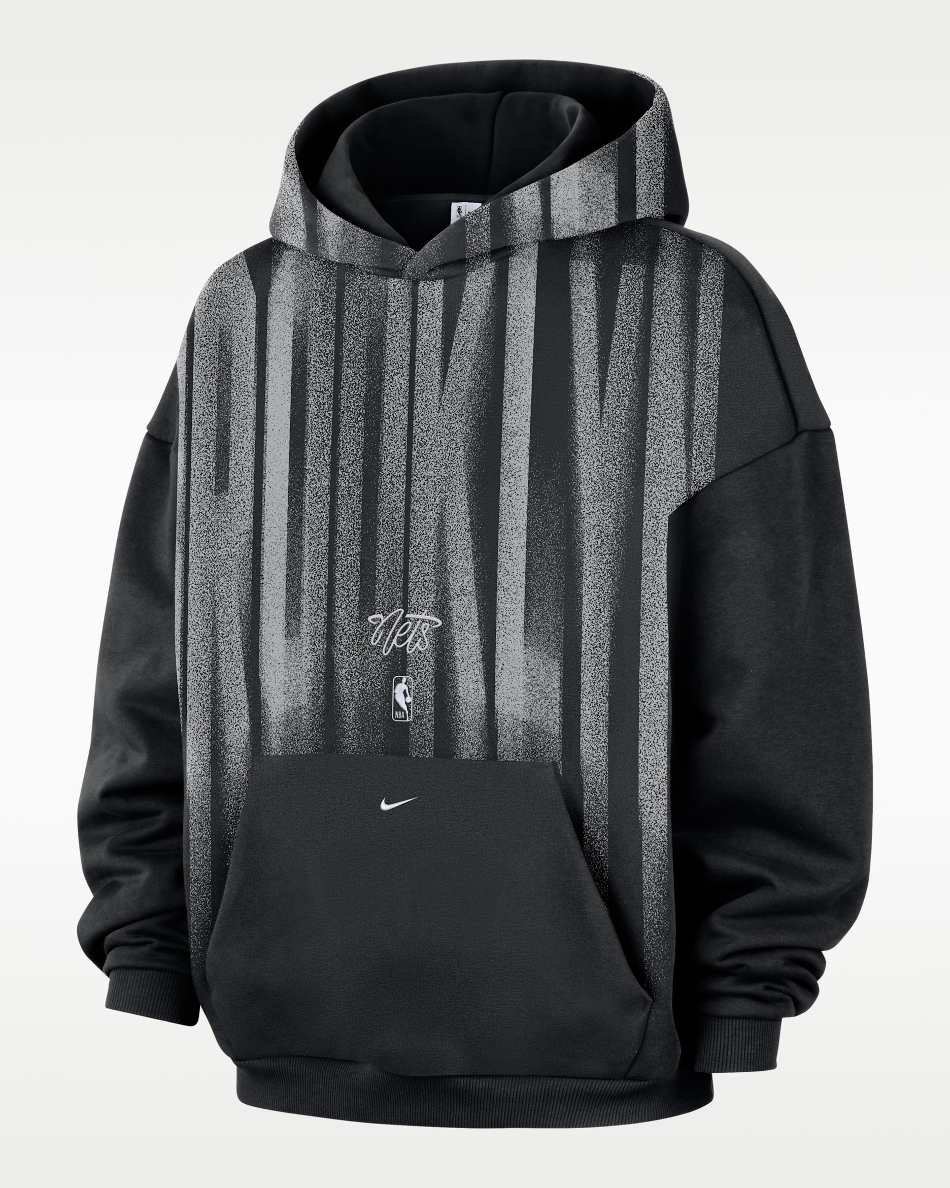 Brooklyn Nets Standard Issue Men's Therma-FIT Fleece Basketball Hoodie - Black/White