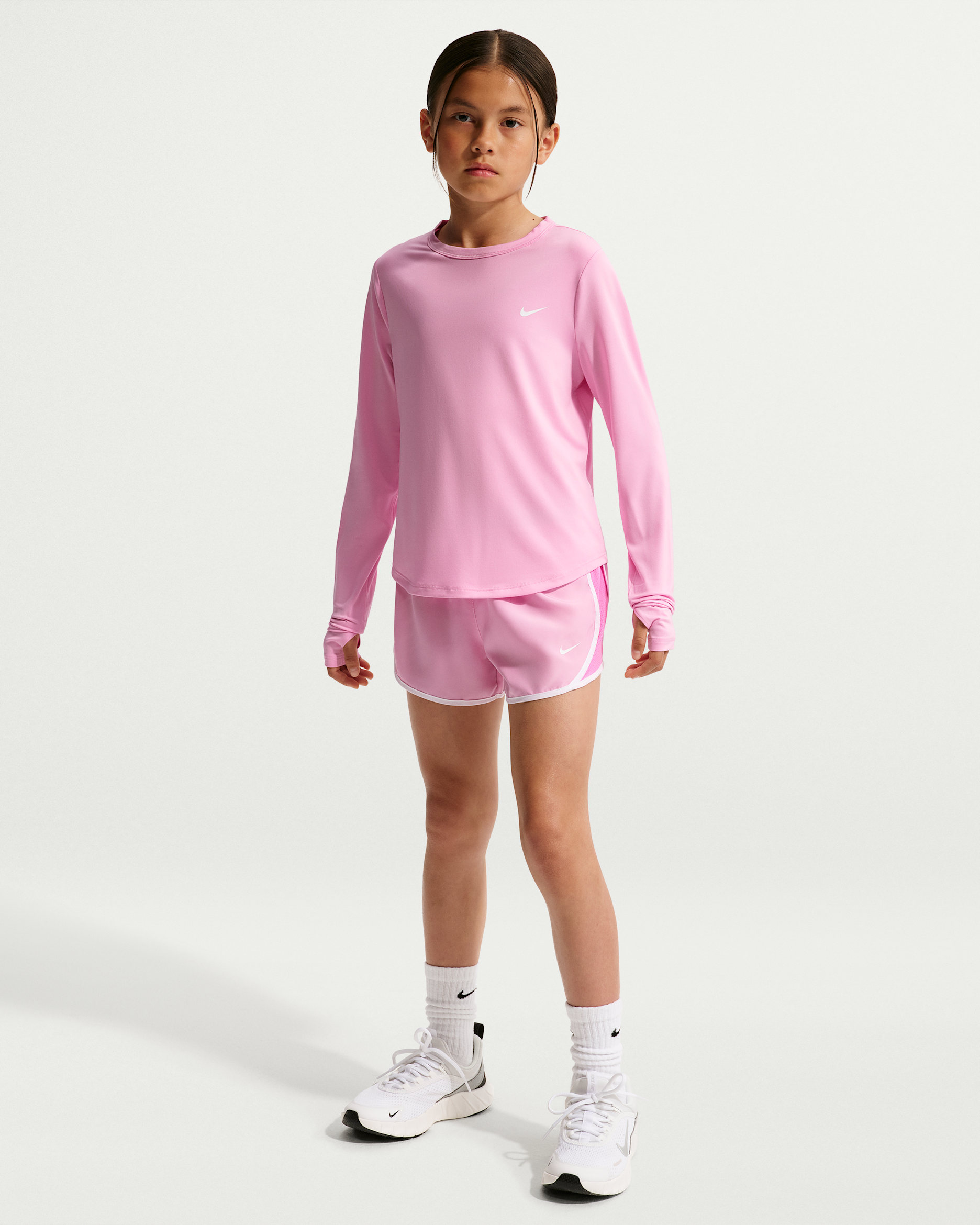 Nike Tempo Dri-FIT Laufshorts für ältere Kinder (Mädchen) - Pink Rise/Weiß/Playful Pink/Weiß