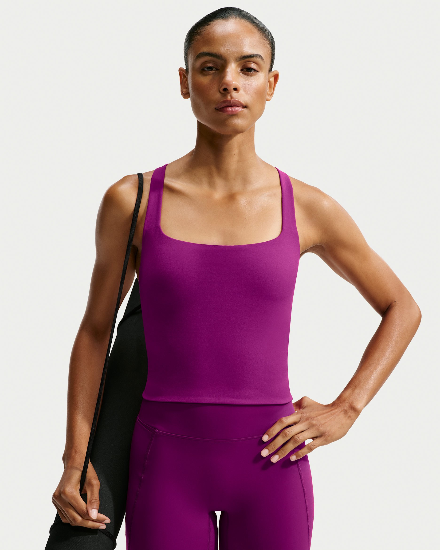 Camiseta de tirantes con bra deportivo de baja sujeción para mujer Nike Zenvy - Baya genuino/Blanco