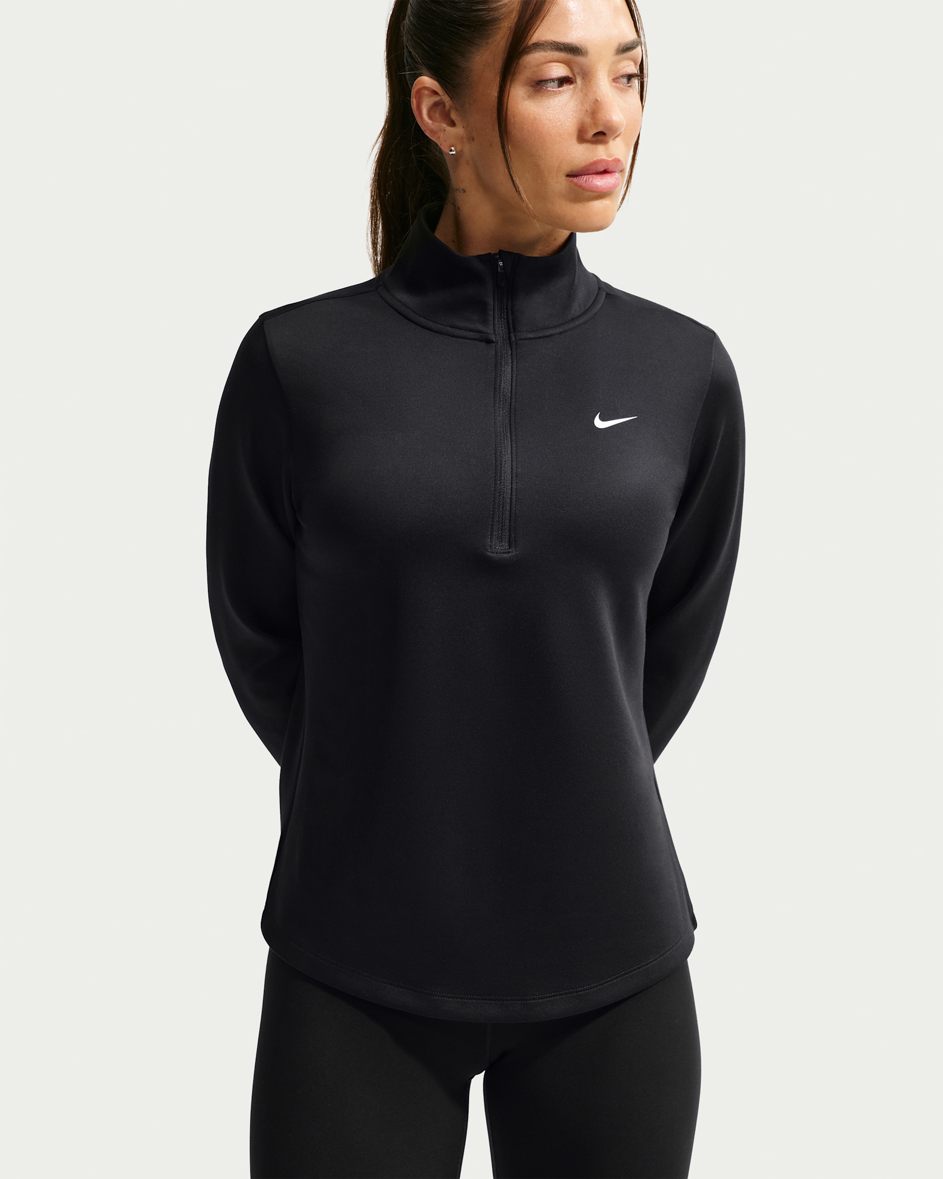 Nike One Women's Therma-FIT 1/2-Zip Mid Layer - Black/White