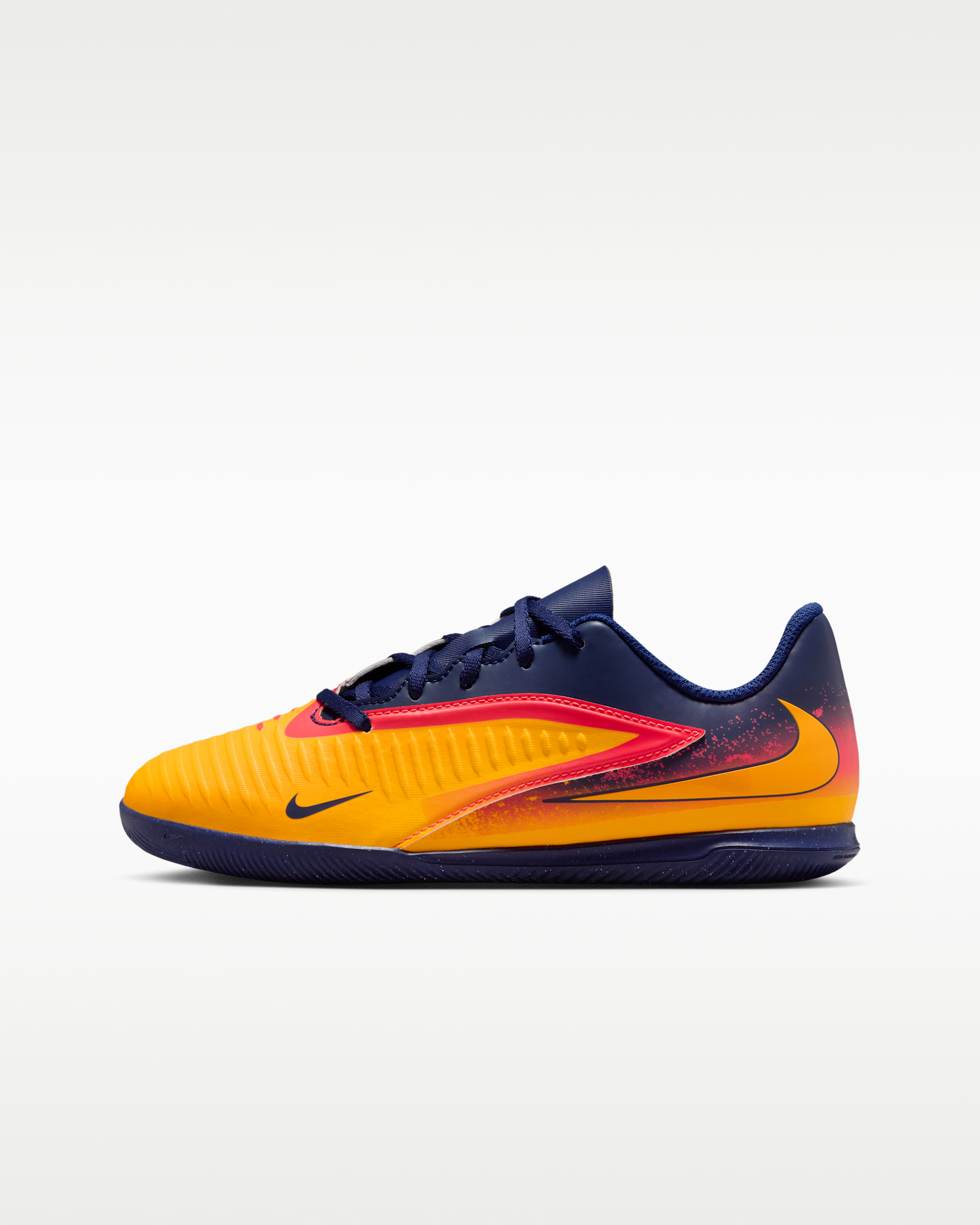 Nike Jr. Phantom 6 Low Club 'Erling Haaland' Older Kids' Indoor/Court Football Shoe - Laser Orange/Blue Void/Lemon Venom