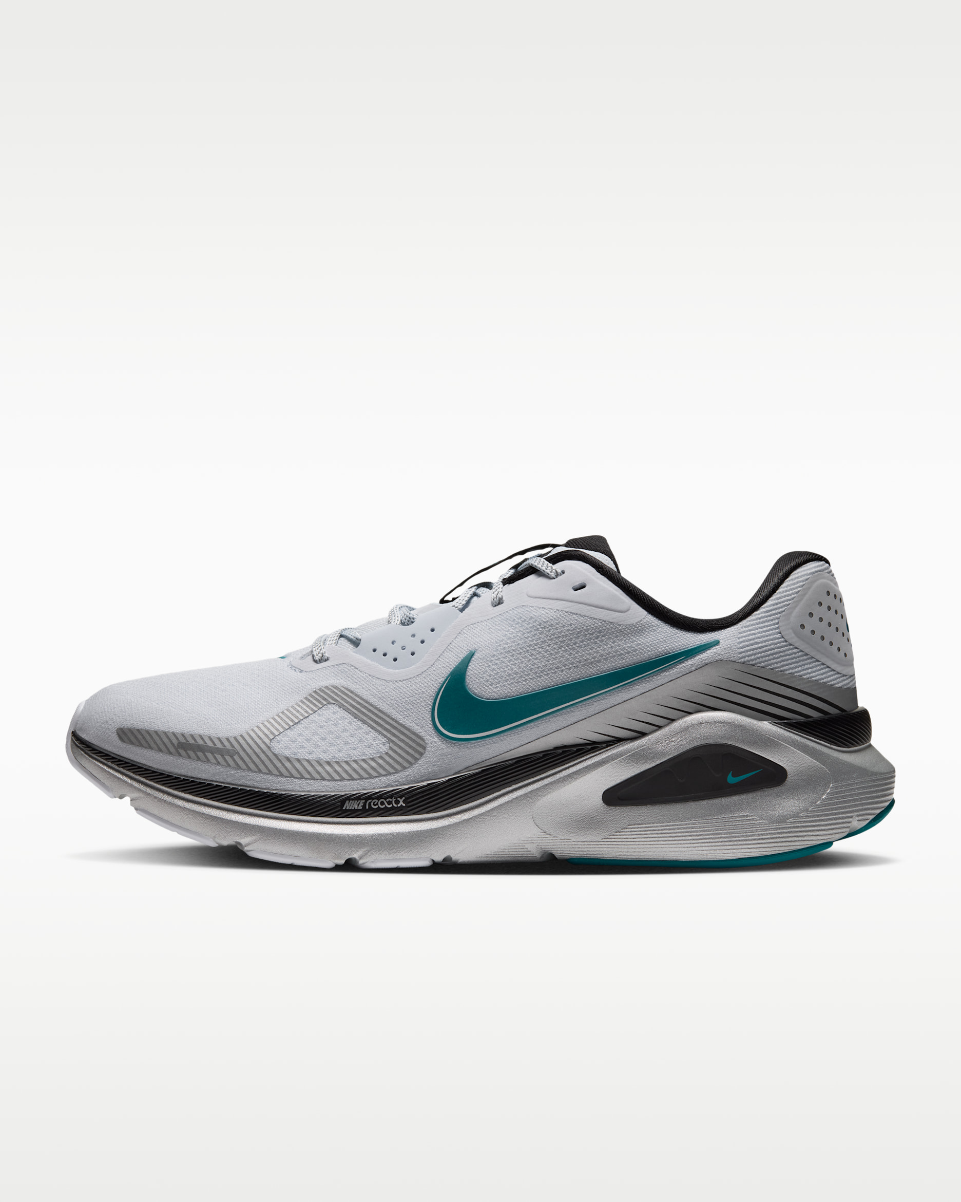 Nike Structure 26 Men's Road Running Shoes - Football Grey/Black/Metallic Silver/Bright Spruce