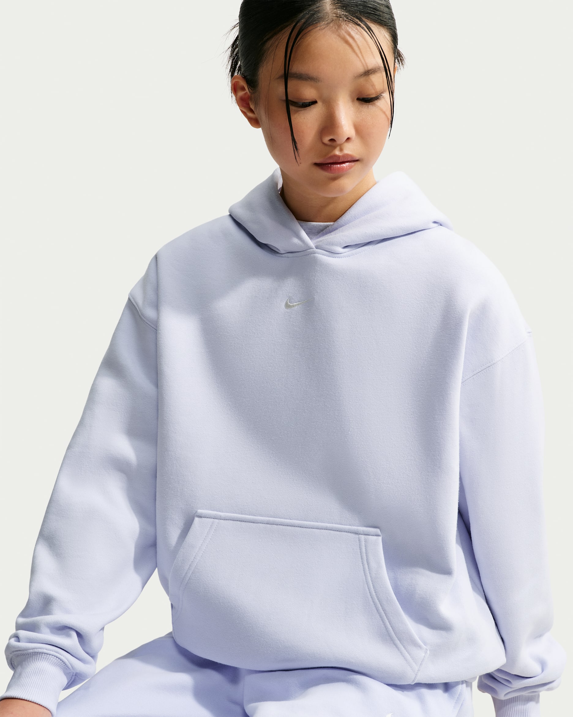 Nike Studio Fleece Medium Weight Women's Oversized Pullover Hoodie - Palest Purple/Sail