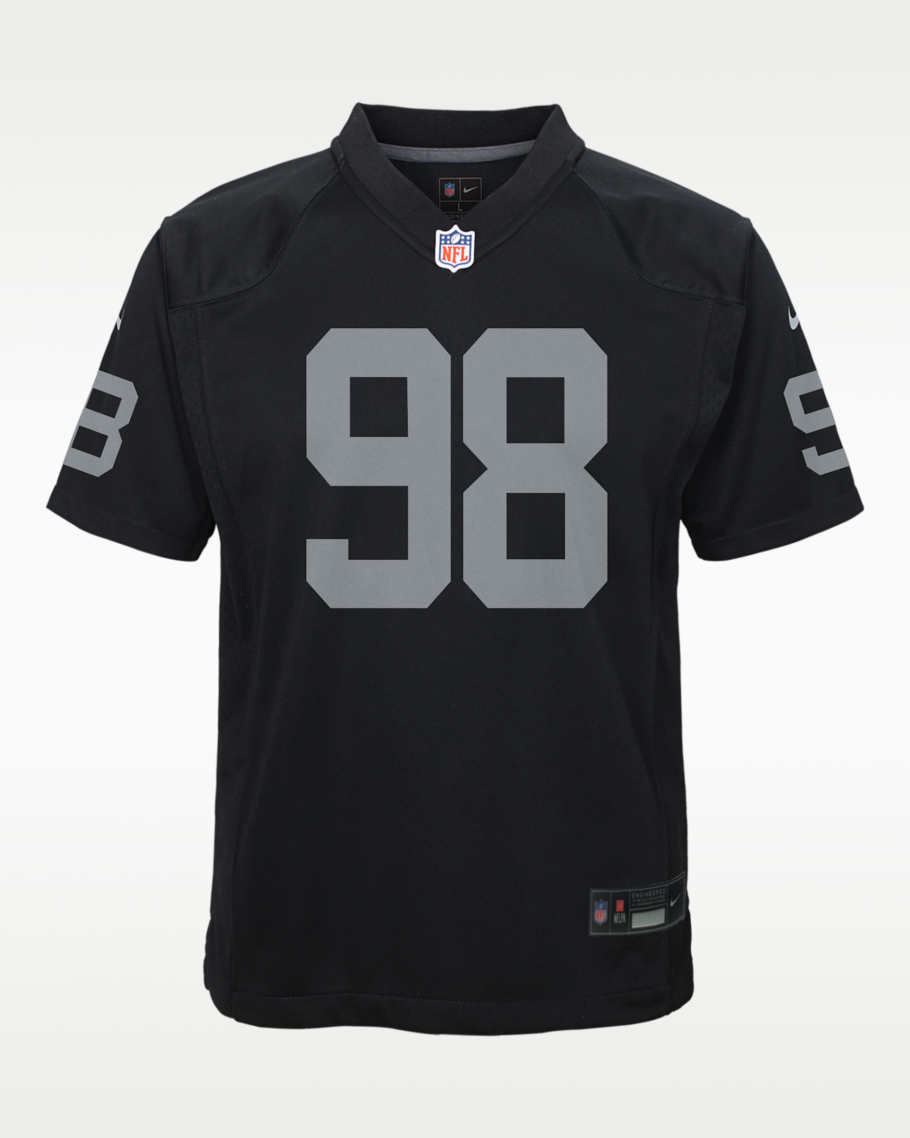 Jersey Nike de la NFL Game para niños talla grande Maxx Crosby Las Vegas Raiders 2024 - Negro