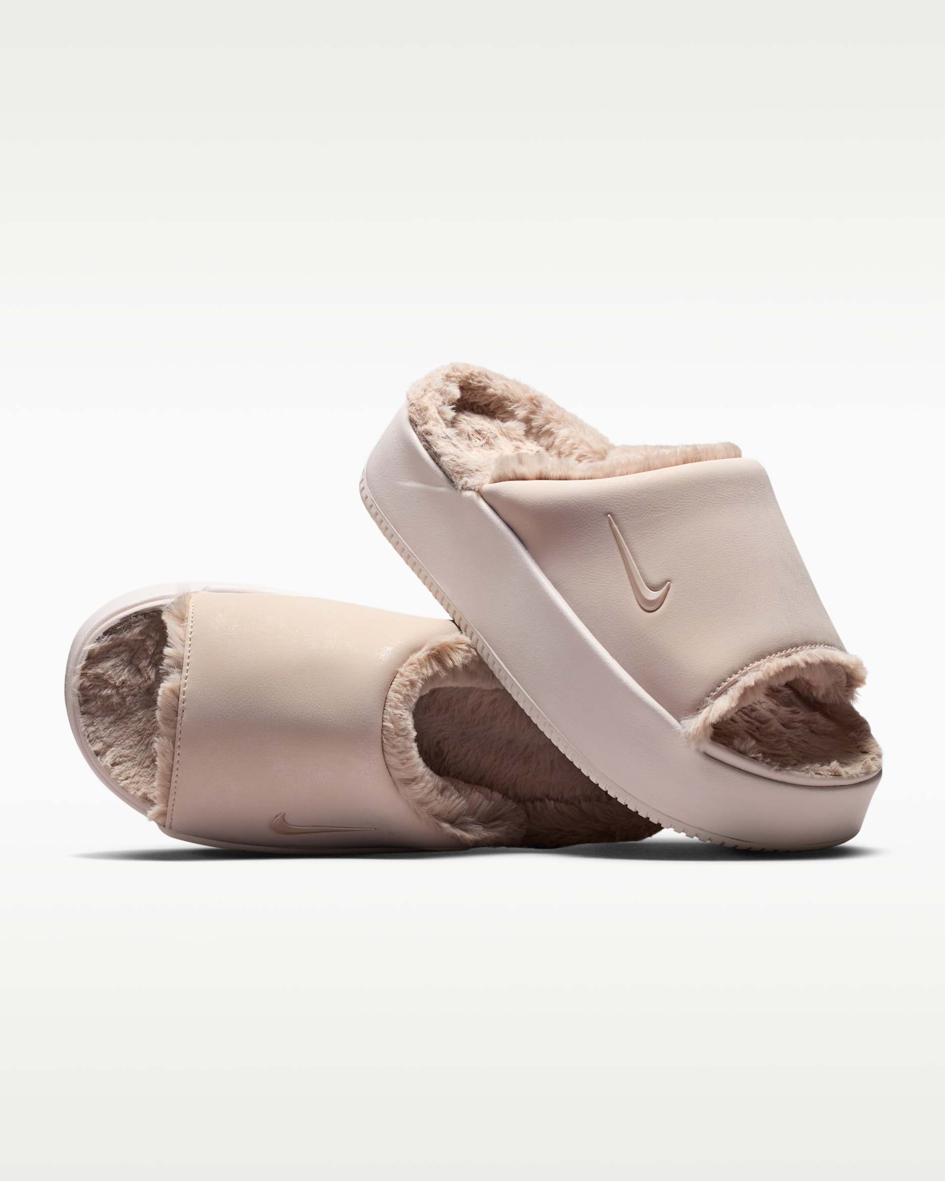 Nike Calm Elevation Fur Women's Slides - Silt Red/Malt/Silt Red
