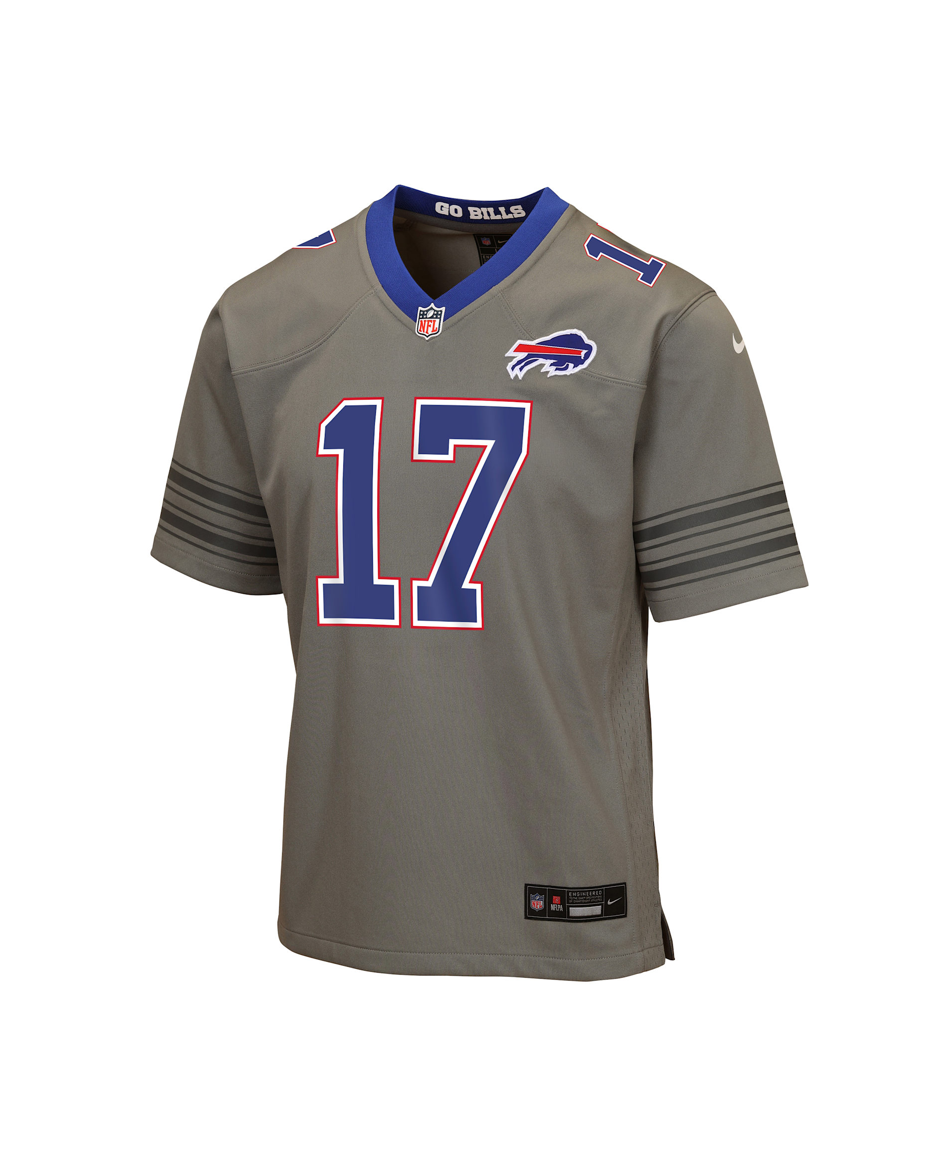 Jersey Nike de la NFL Game para niños talla grande Josh Allen Buffalo Bills - Gris