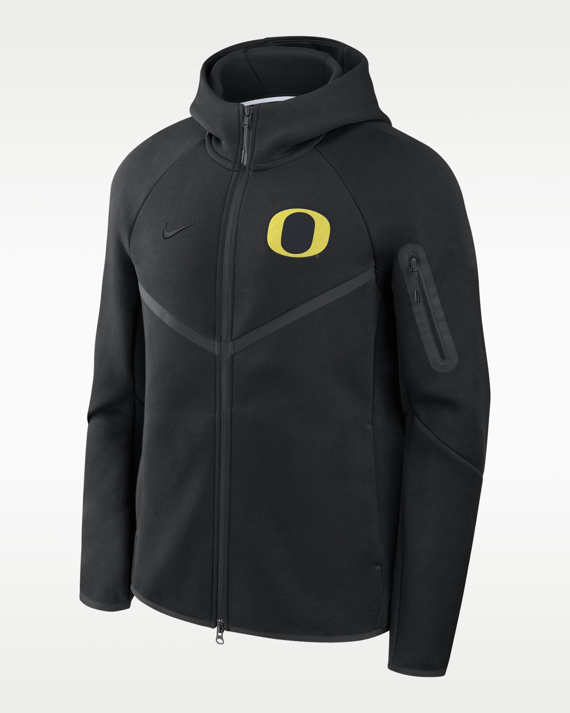 Chamarra universitaria Nike con gorro de cierre completo para hombre Oregon Tech Fleece Windrunner - Negro