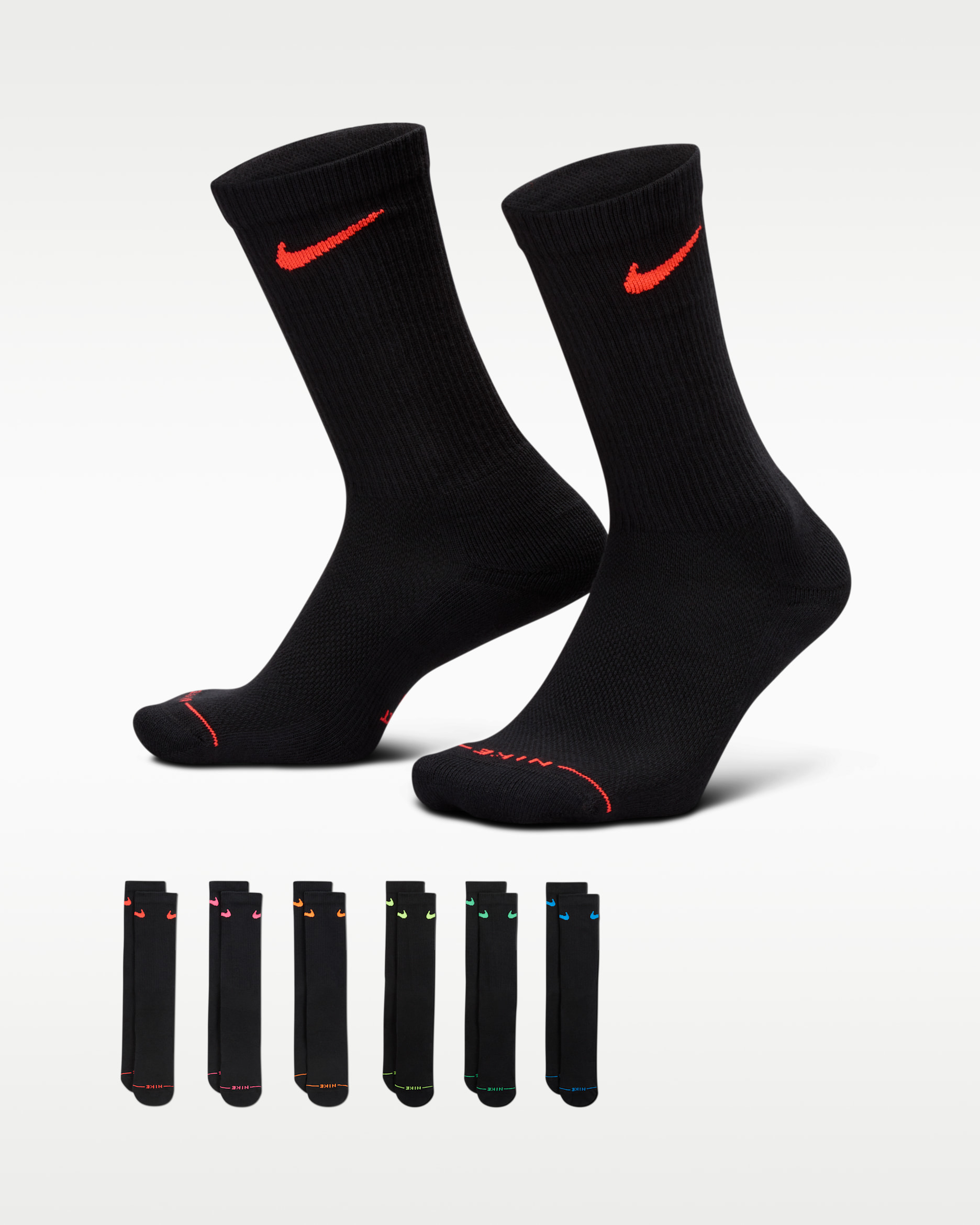 Nike Everyday Elevated Crew Socks (6 Pairs) - Multi-Color