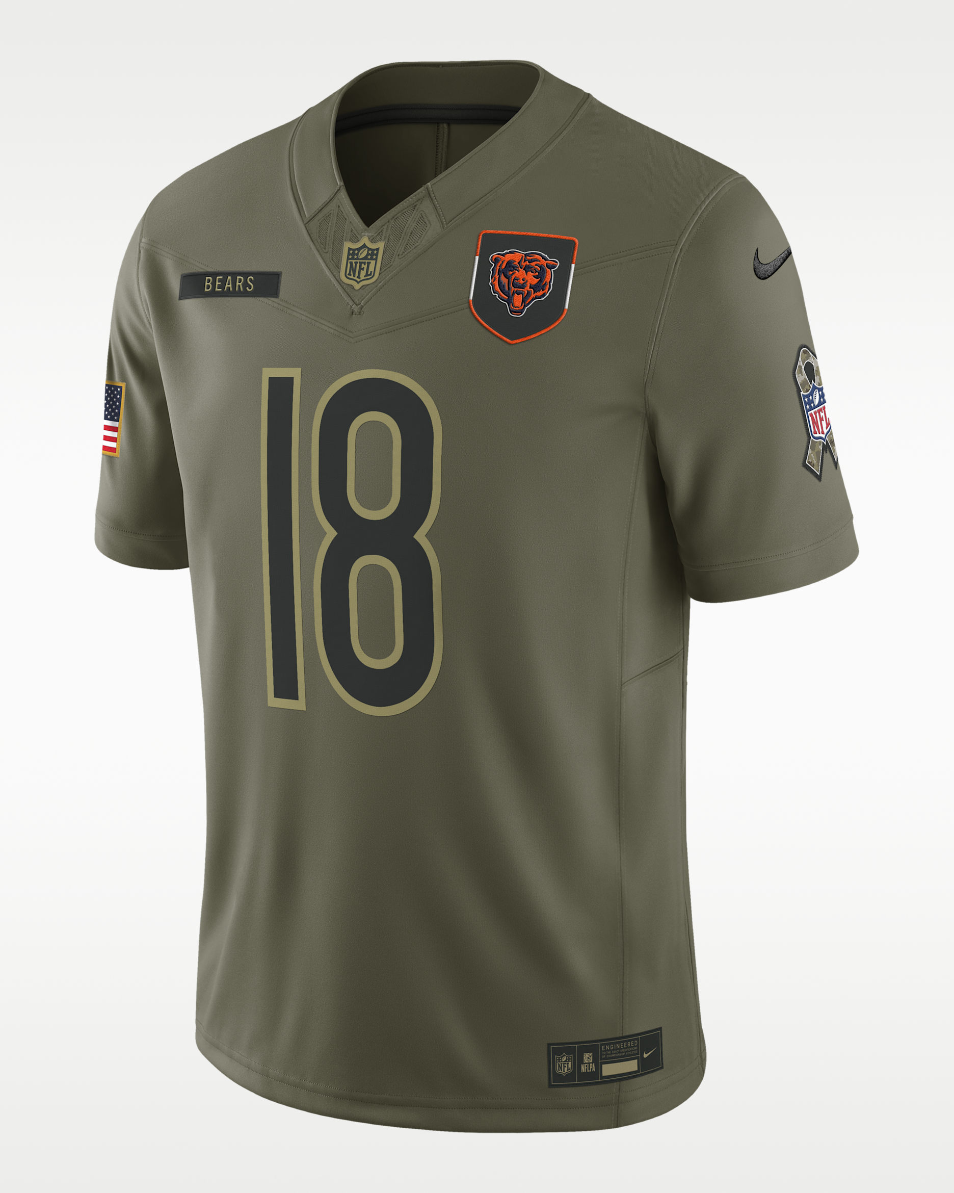 Caleb Williams Chicago Bears Salute to Service Men's Nike Dri-FIT NFL Limited Jersey - Medium Olive