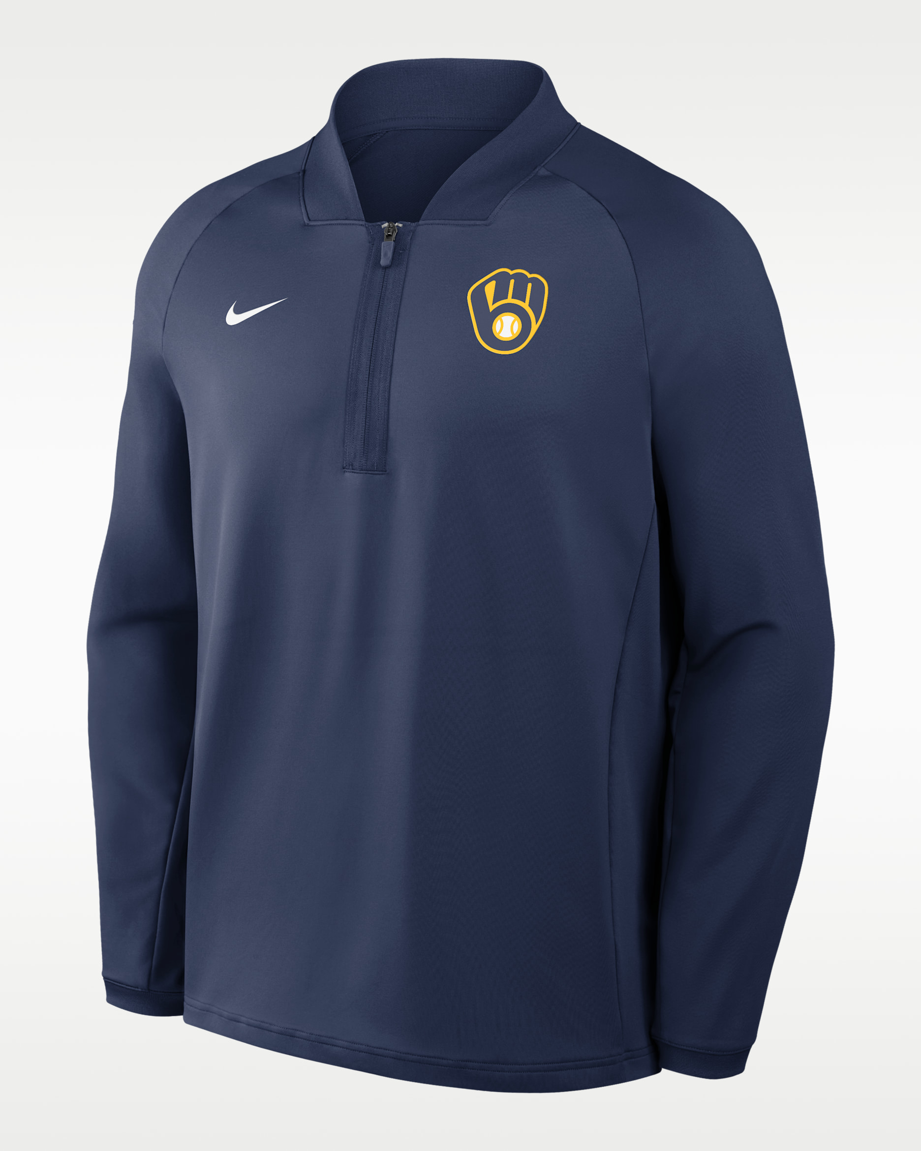 Milwaukee Brewers Authentic Collection Men's Nike Dri-FIT MLB 1/2-Zip Long-Sleeve Top - Navy