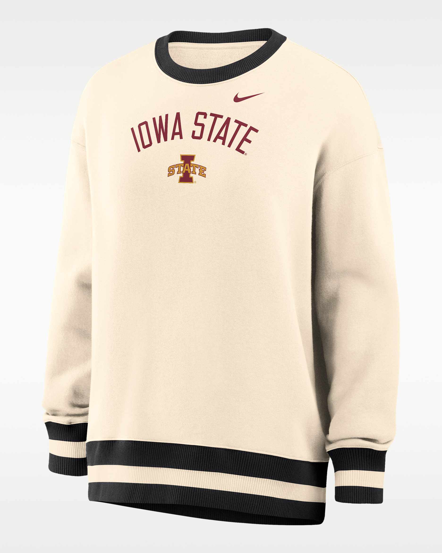 Nike Phoenix (Iowa State) Women's Oversized Crew-Neck Sweatshirt - Natural/Black