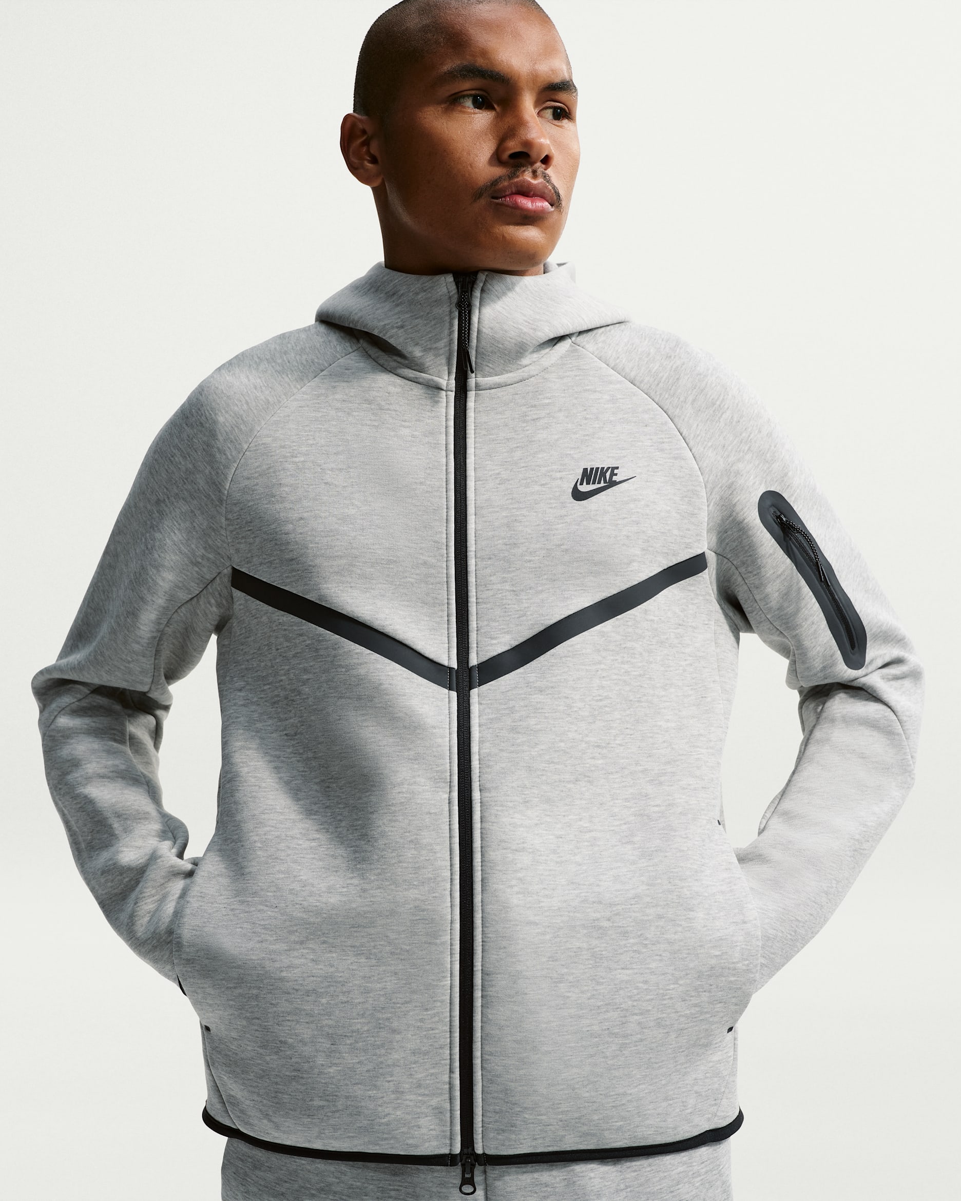 Nike Tech Men's Fleece Windrunner Full-Zip Jacket - Dark Grey Heather/Black