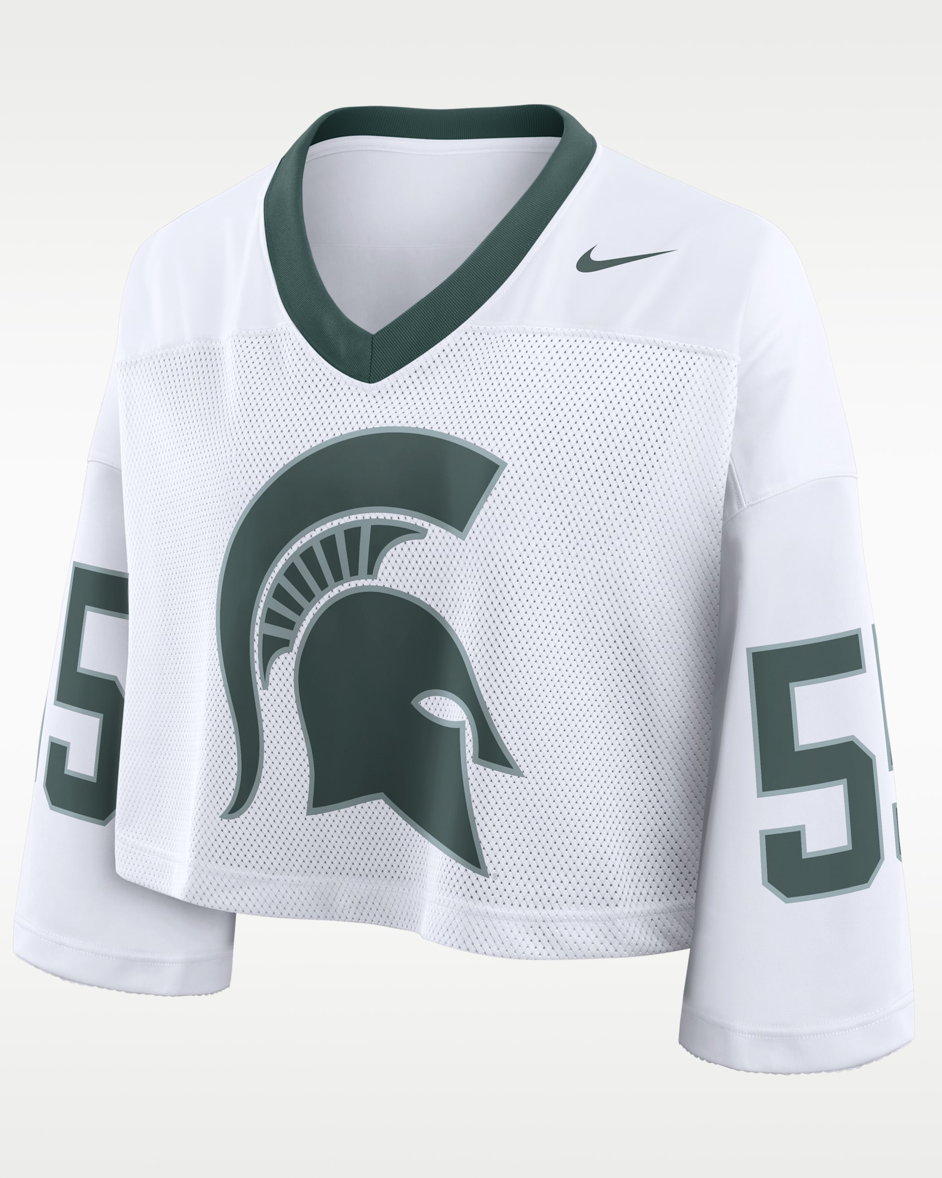 Michigan State Logo Women's Nike Dri-FIT College Cropped Jersey - White/Pro Green