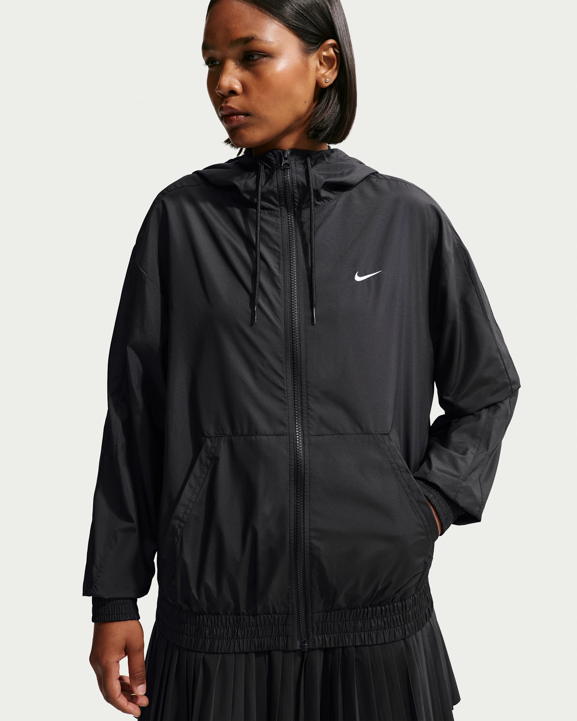 Nike Sportswear Classic Wovens Women's Loose UV Hooded Jacket - Black/White